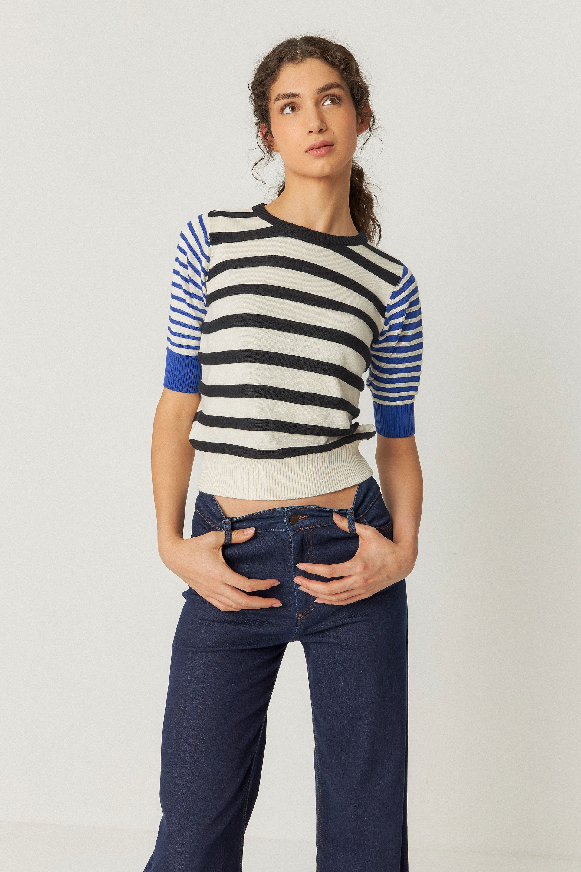 SKFK Damen vegan Top Muike Mehrfarbig Schwarz/Wei&Atilde;Ÿ