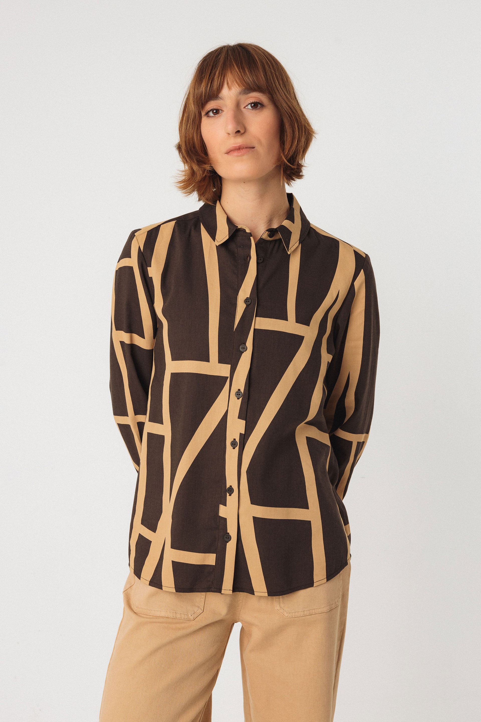 Image of SKFK dames vegan Shirt Asune Brown