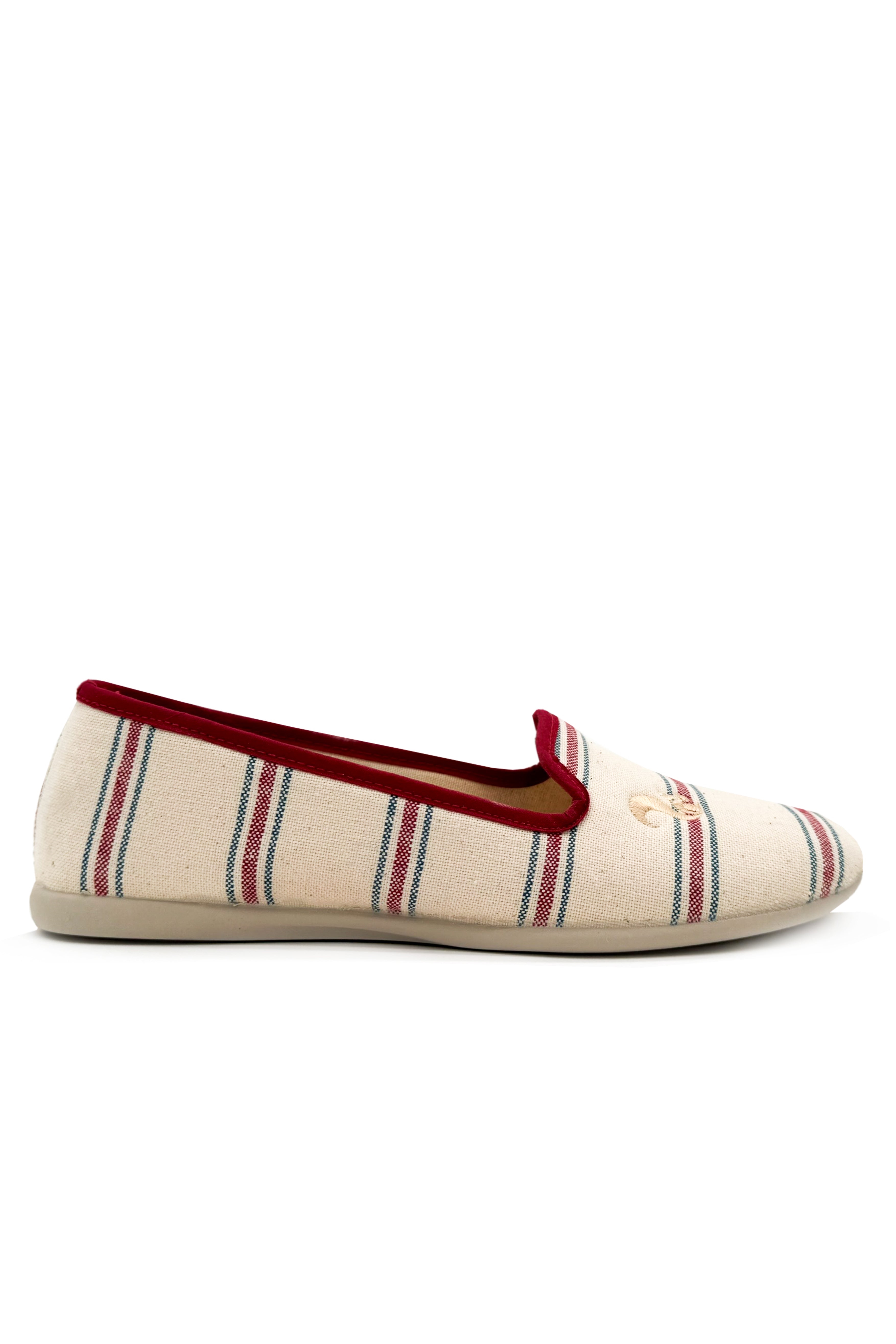 thies womens vegan Slippers Eco Closed Red Blue Stripe