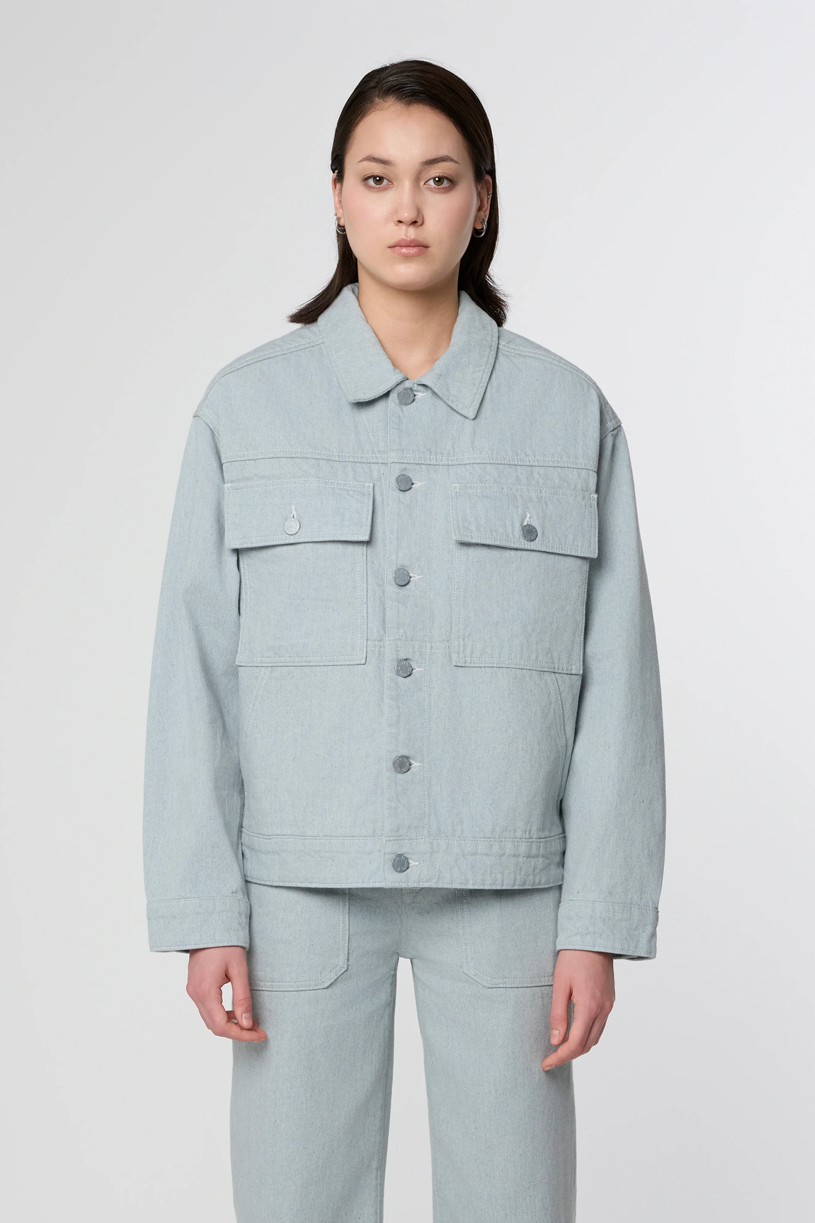 Dawn Damen vegan Jeansjacke Dune Boxy Recycled Blau