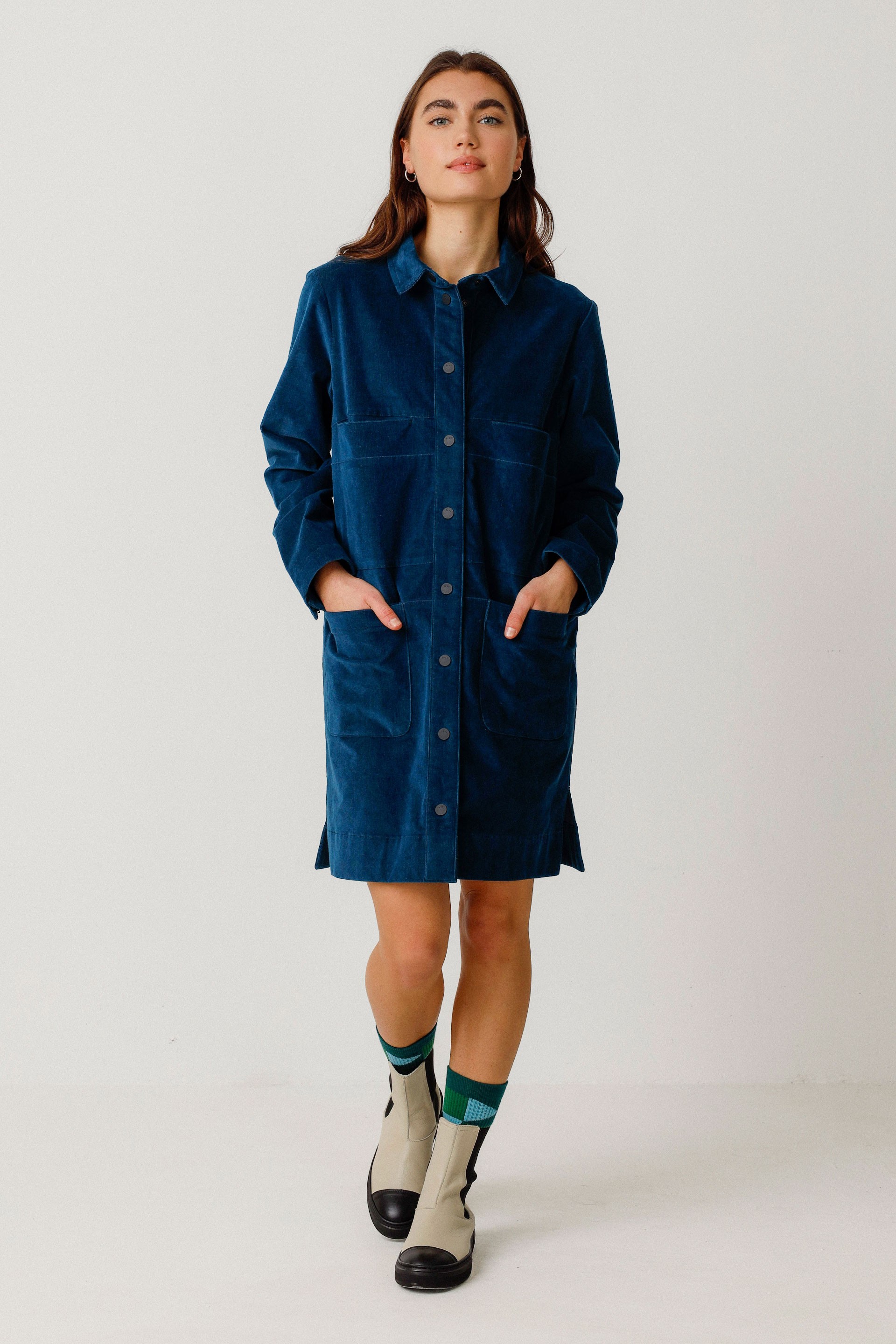 SKFK Damen vegan Hemdkleid Gaila Blau