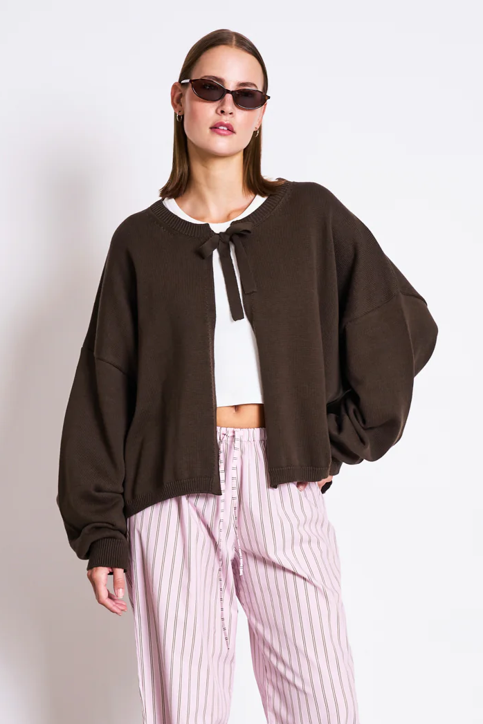 Image of JAN 'N JUNE dames vegan Cardigan Zea Modderbruin