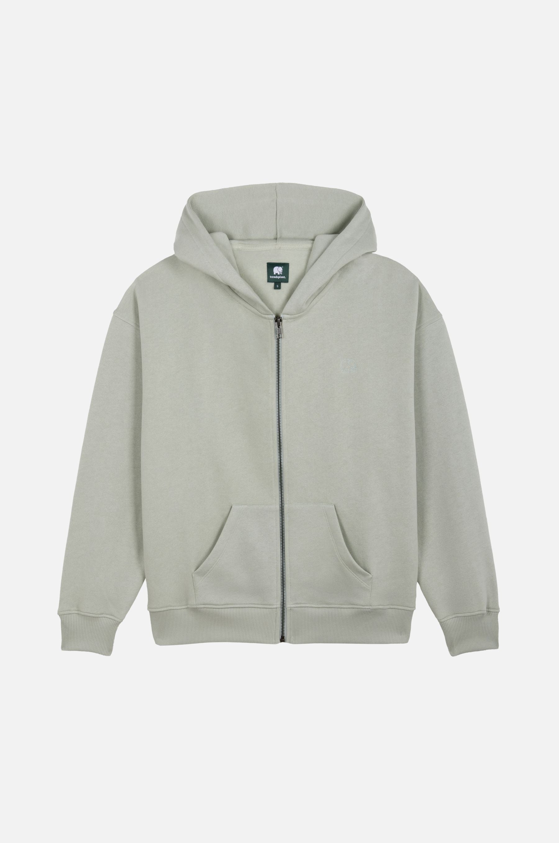 Image of Trendsplant dames vegan Hoodie Met Rits Essential Coastal Fog