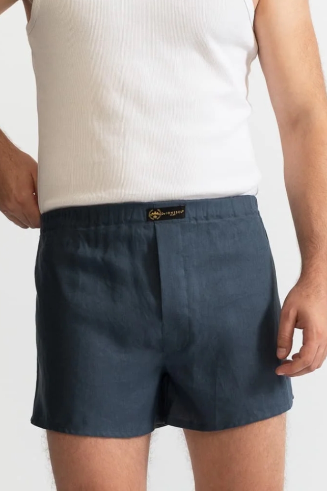 De IONESCU men vegan Boxer Shorts Linen Petrol