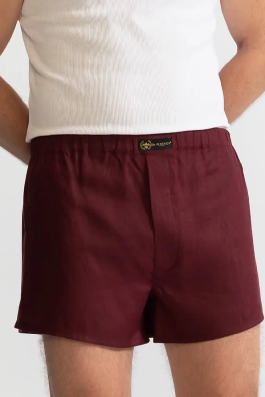 De IONESCU men vegan Boxer Shorts Linen Burgundy