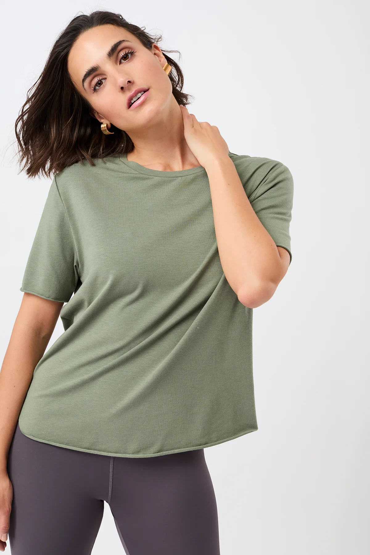 Image of MANDALA dames vegan T-Shirt Halfmoon Houtskoolgroen