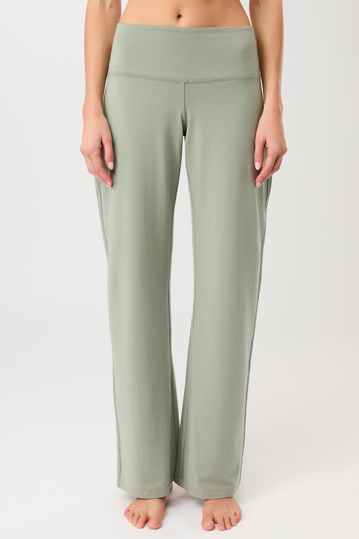 Image of MANDALA dames vegan Broek Met Wijde Pijpen, Mineraalkleurig