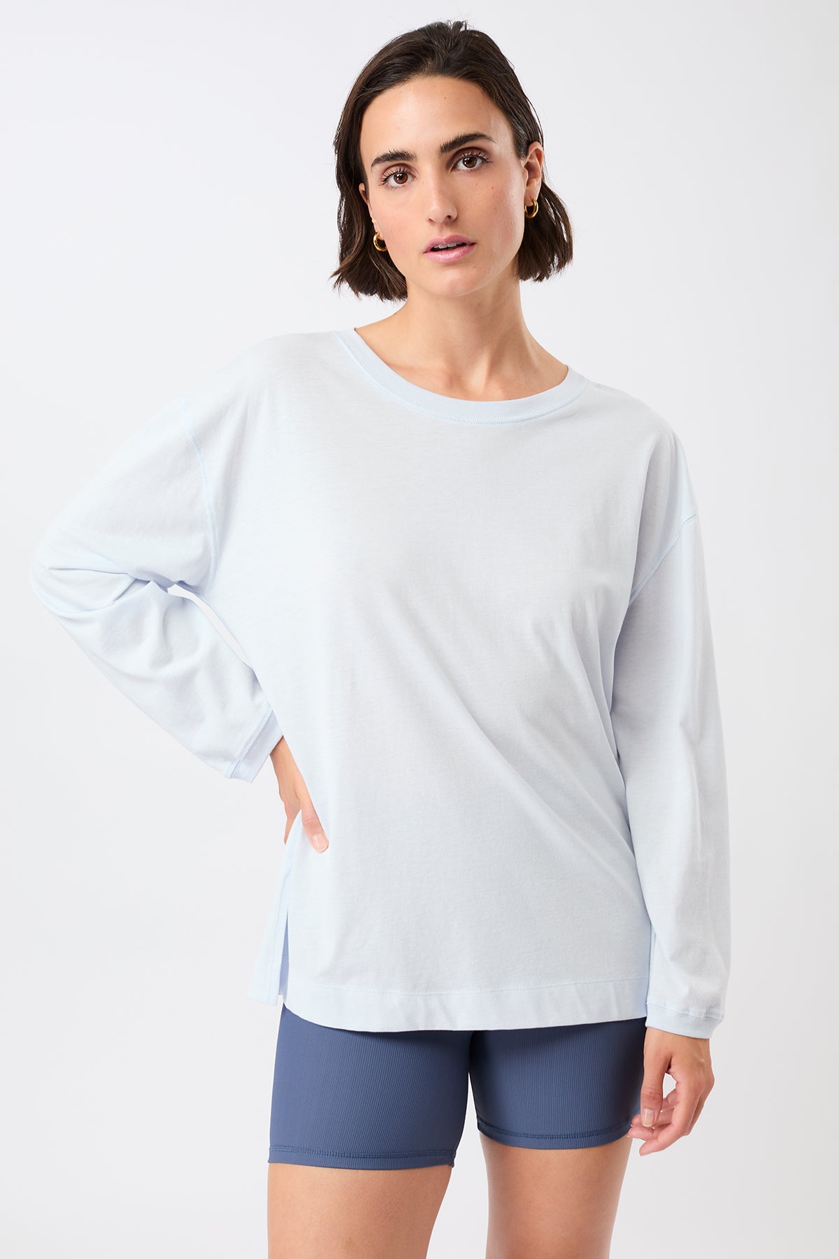 Image of MANDALA dames vegan Longsleeve Met Wijde Mouwen, Lichtblauw