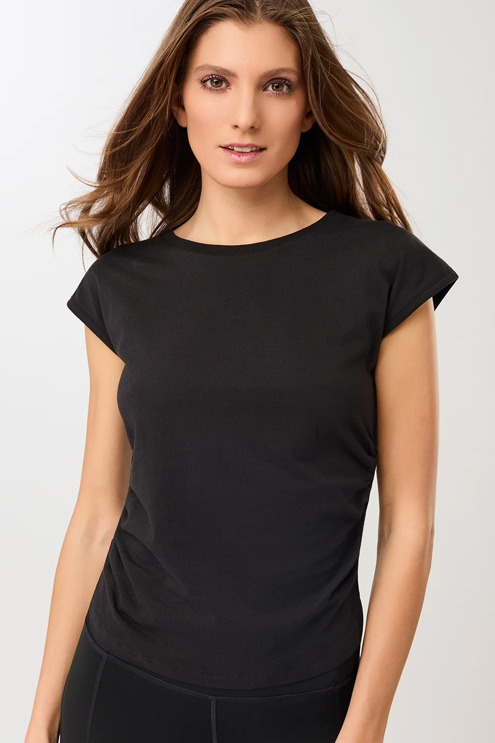 MANDALA womens vegan Top Side Ruffled Black
