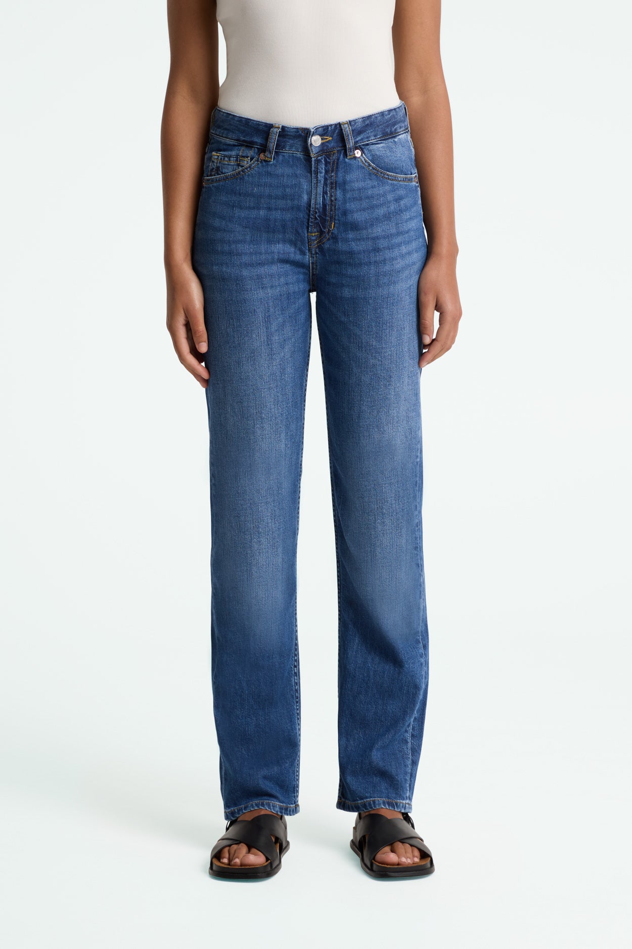 Kings Of Indigo Damen vegan Jeans Inoe Cotton Flex Mid Washed Blau