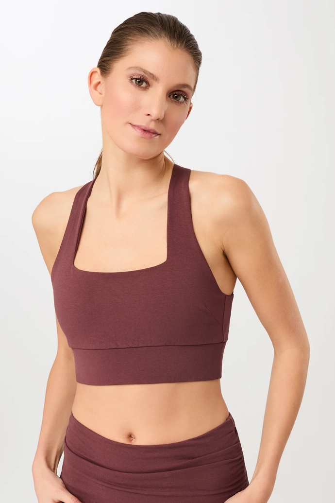 MANDALA Damen vegan Bh Französisch Hals Rosenholz