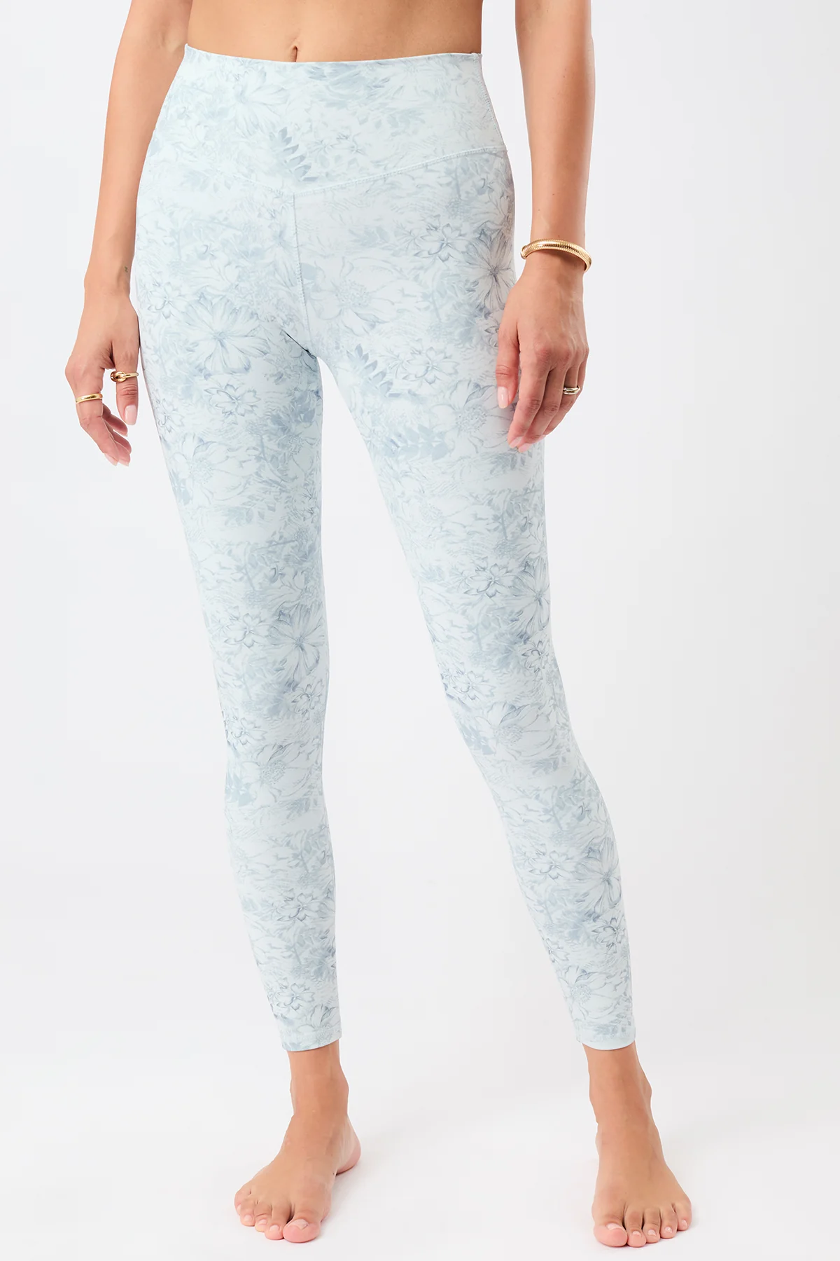 Image of MANDALA dames vegan Leggings Met Monoprint, Panty's In Blauwe Stijl.