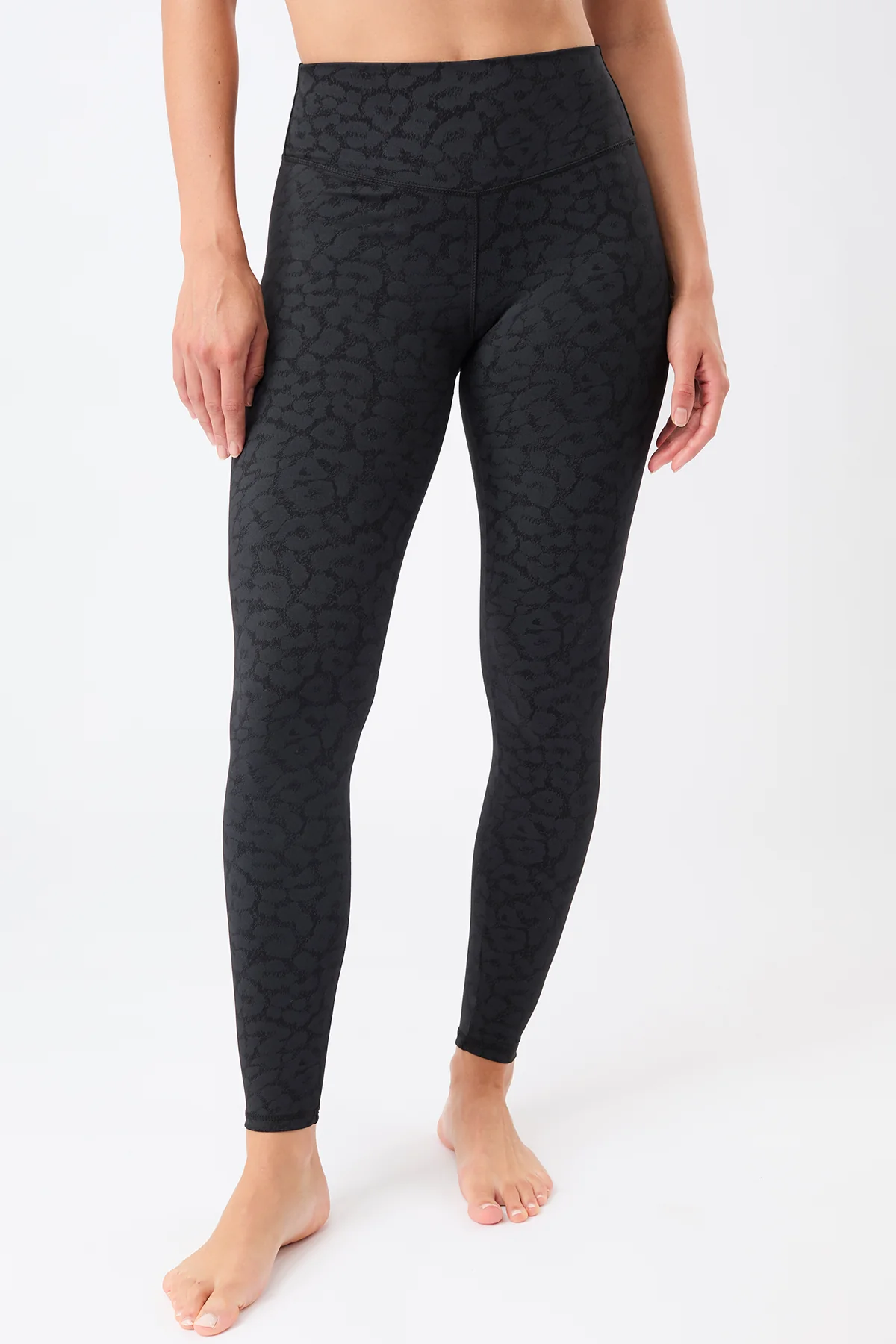 Image of MANDALA dames vegan Leggings Met Monoprint Panty's Leo Zwart