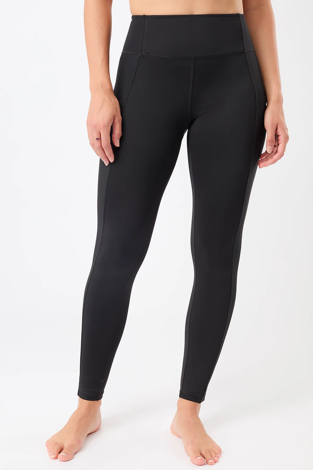 MANDALA Damen vegan Leggings Rib Mix All Black
