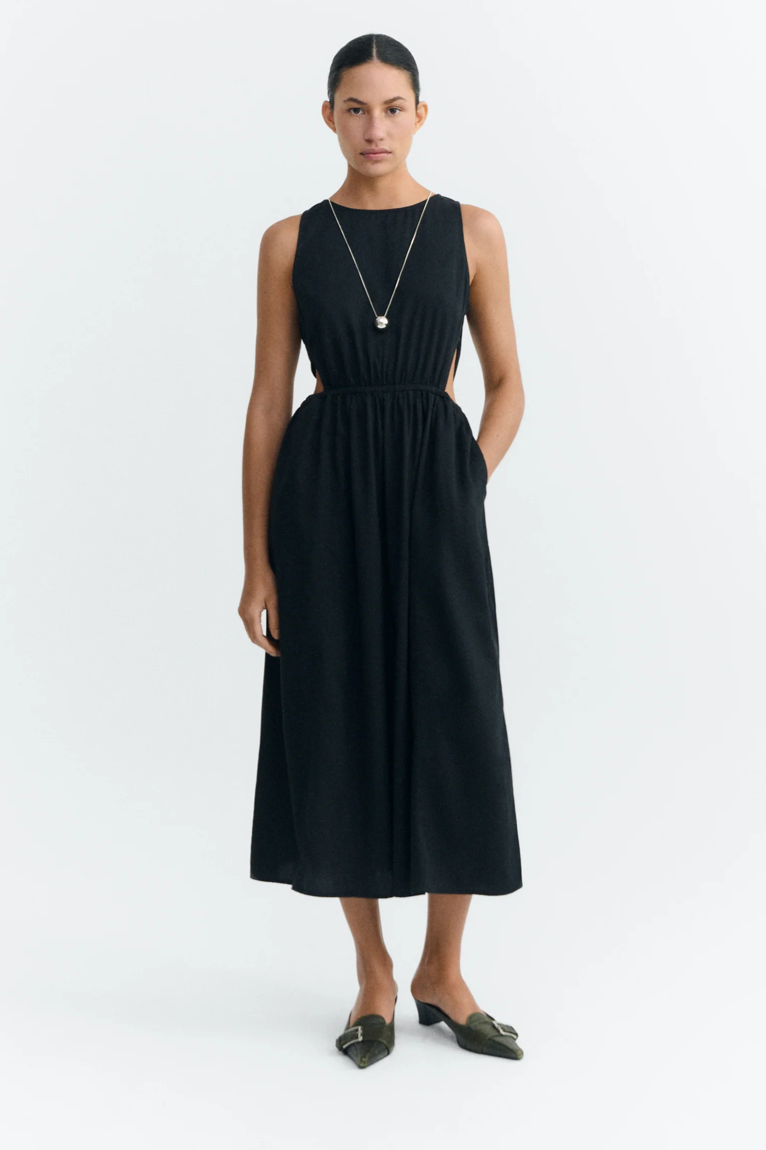 Image of Thinking MU dames vegan Midi-Jurk Kin Zwart