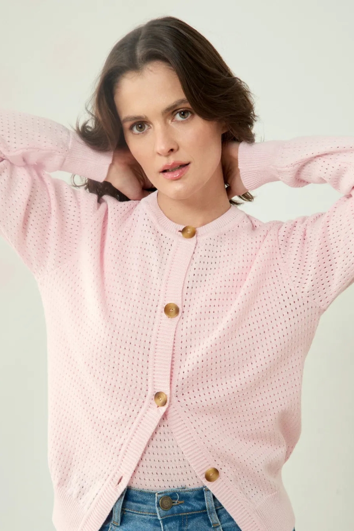 Clotsy Damen vegan Strickjacke Dària Rosa