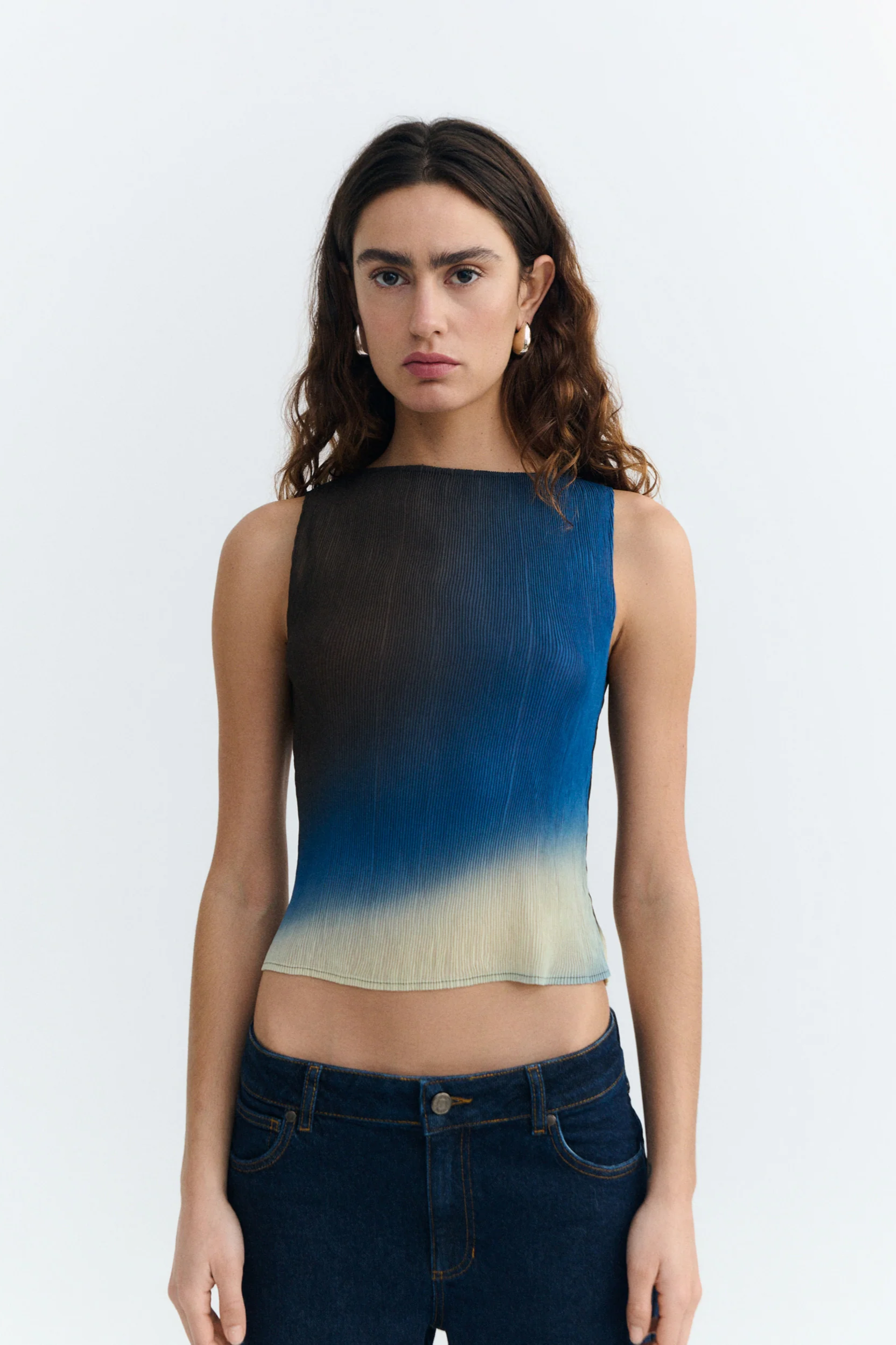 Thinking MU Damen vegan Top Dora Glass Pleated Brown