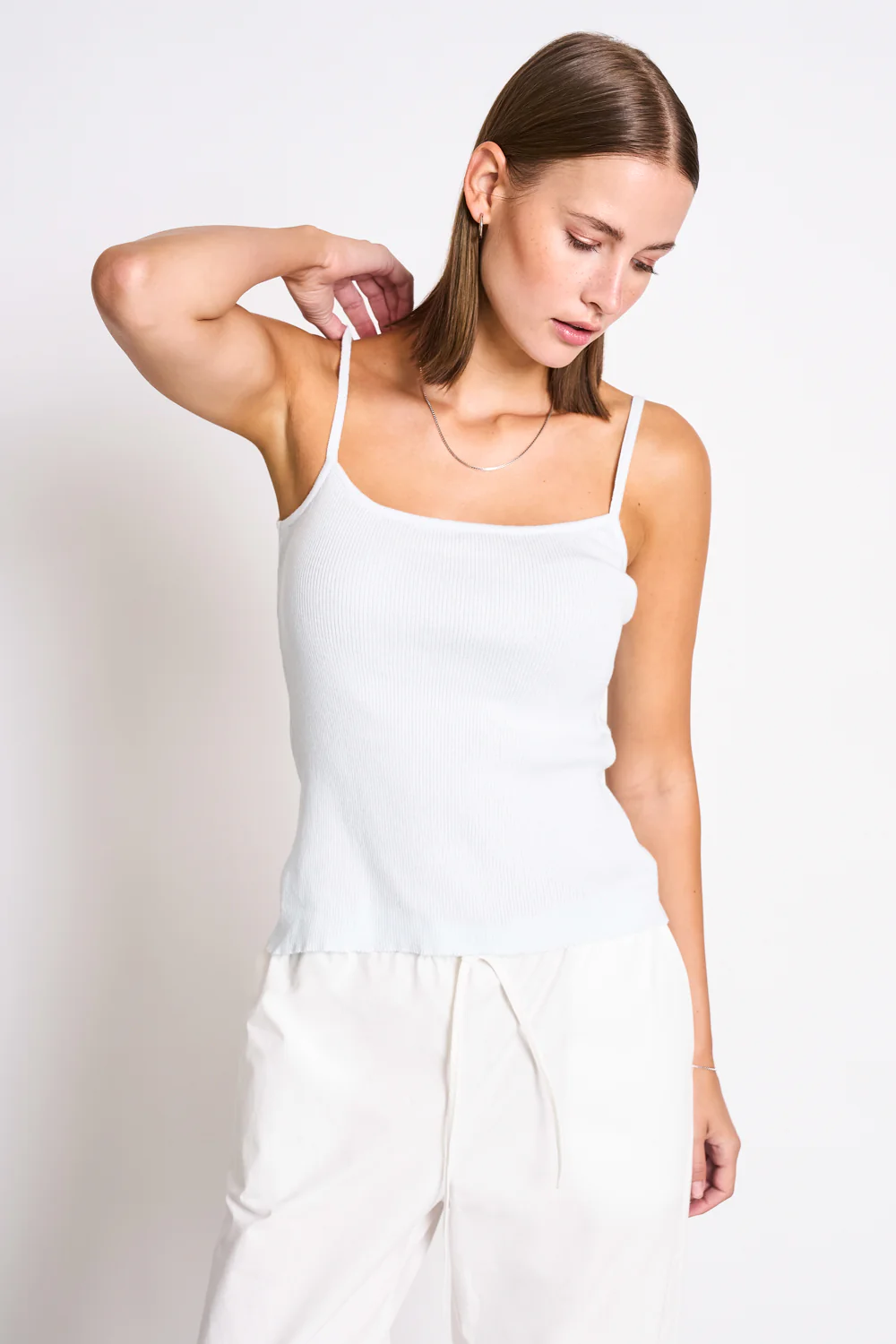 JAN 'N JUNE Damen vegan Stricktop Spaghetti Castanea Eisblau