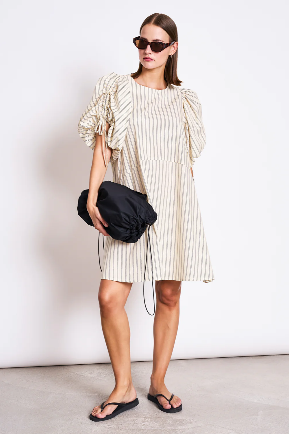 Image of JAN 'N JUNE dames vegan Minijurk Malus Crème Gestreept