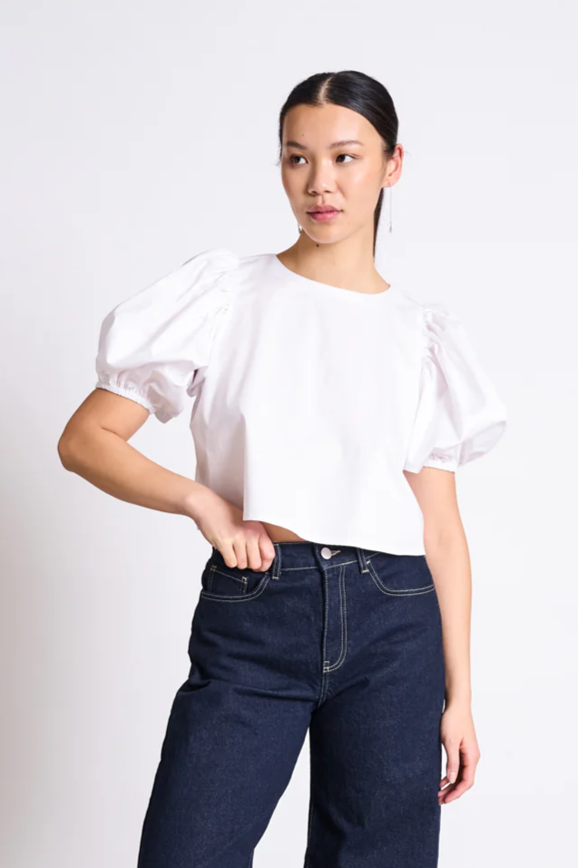 JAN 'N JUNE Damen vegan Bluse Cropped Olmos Weiß