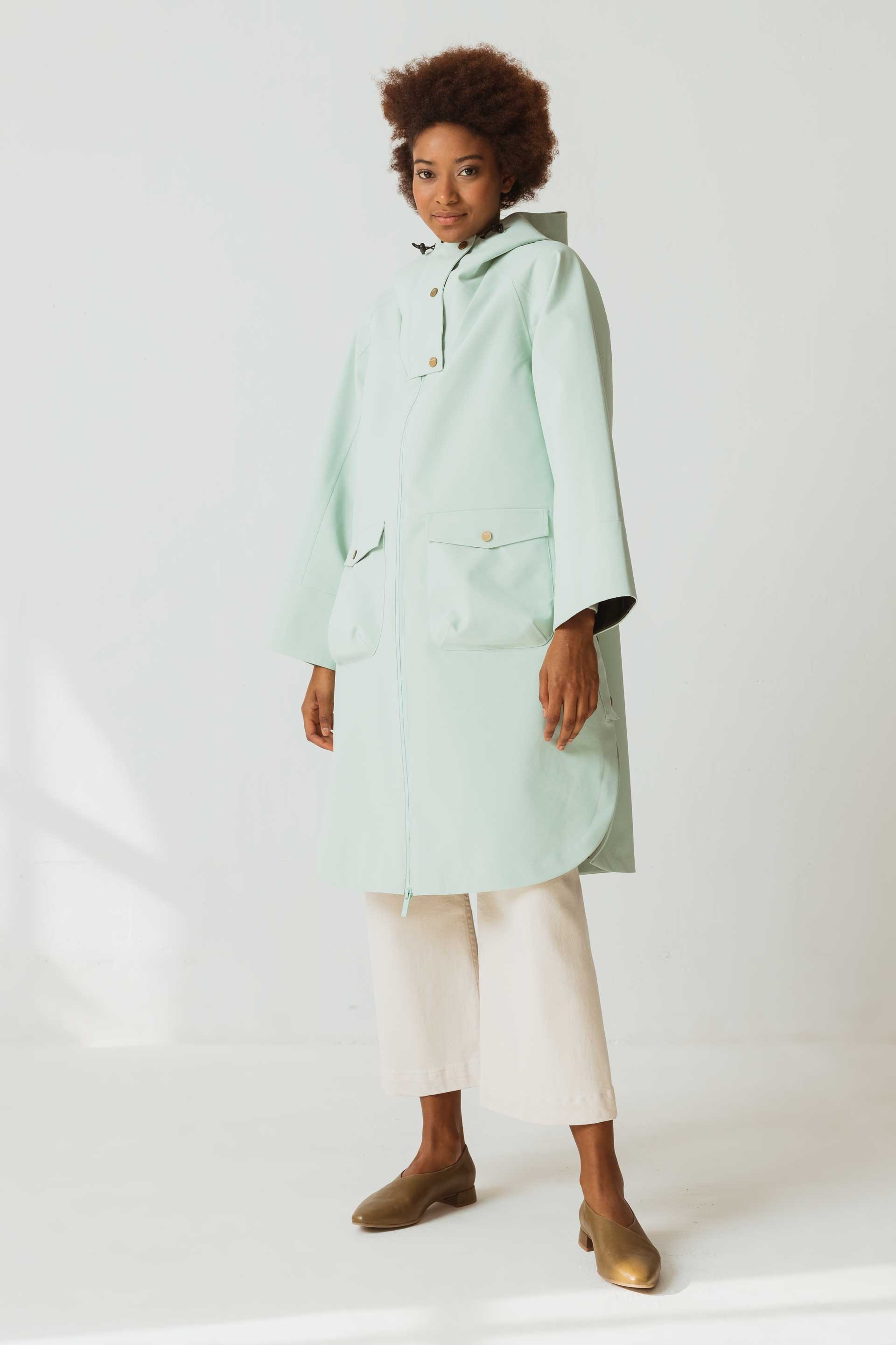 SKFK Damen vegan Regenmantel Jasone Grün