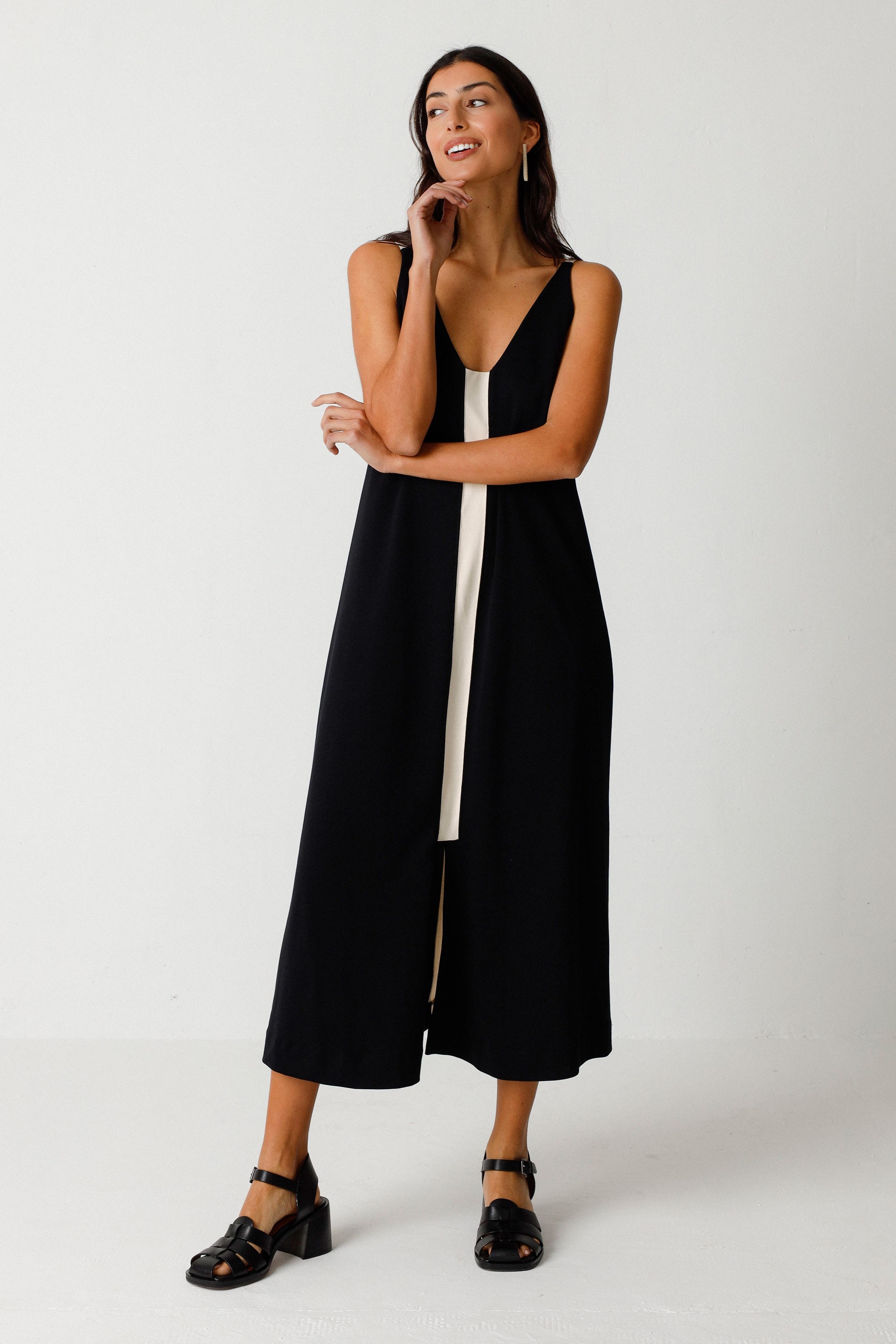 SKFK Damen vegan Kleid Zaine Schwarz/Weiß