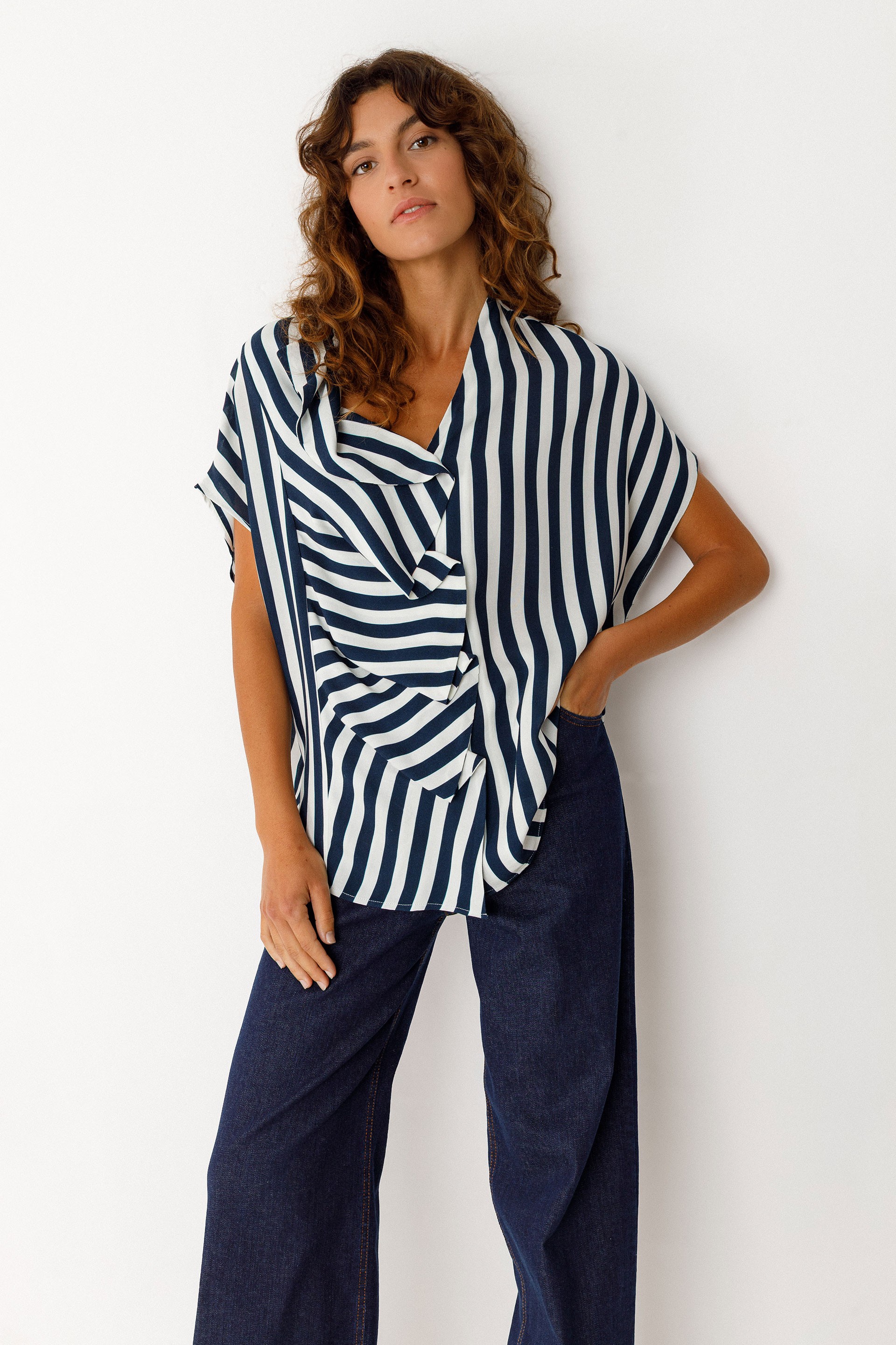 SKFK Damen vegan Hemd Kaua Weiß Blau