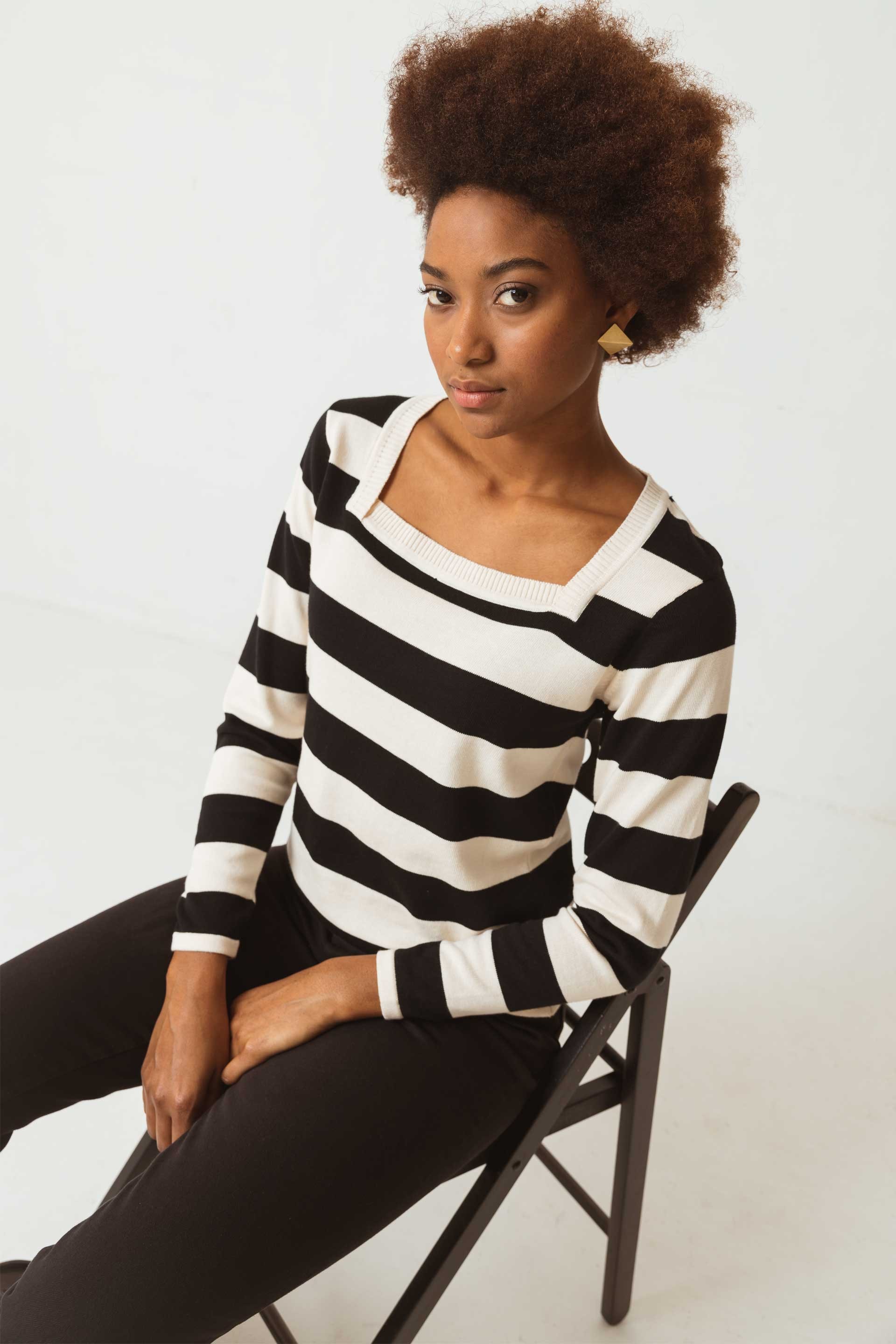 Image of SKFK dames vegan T-Shirt Nona Zwart/Wit