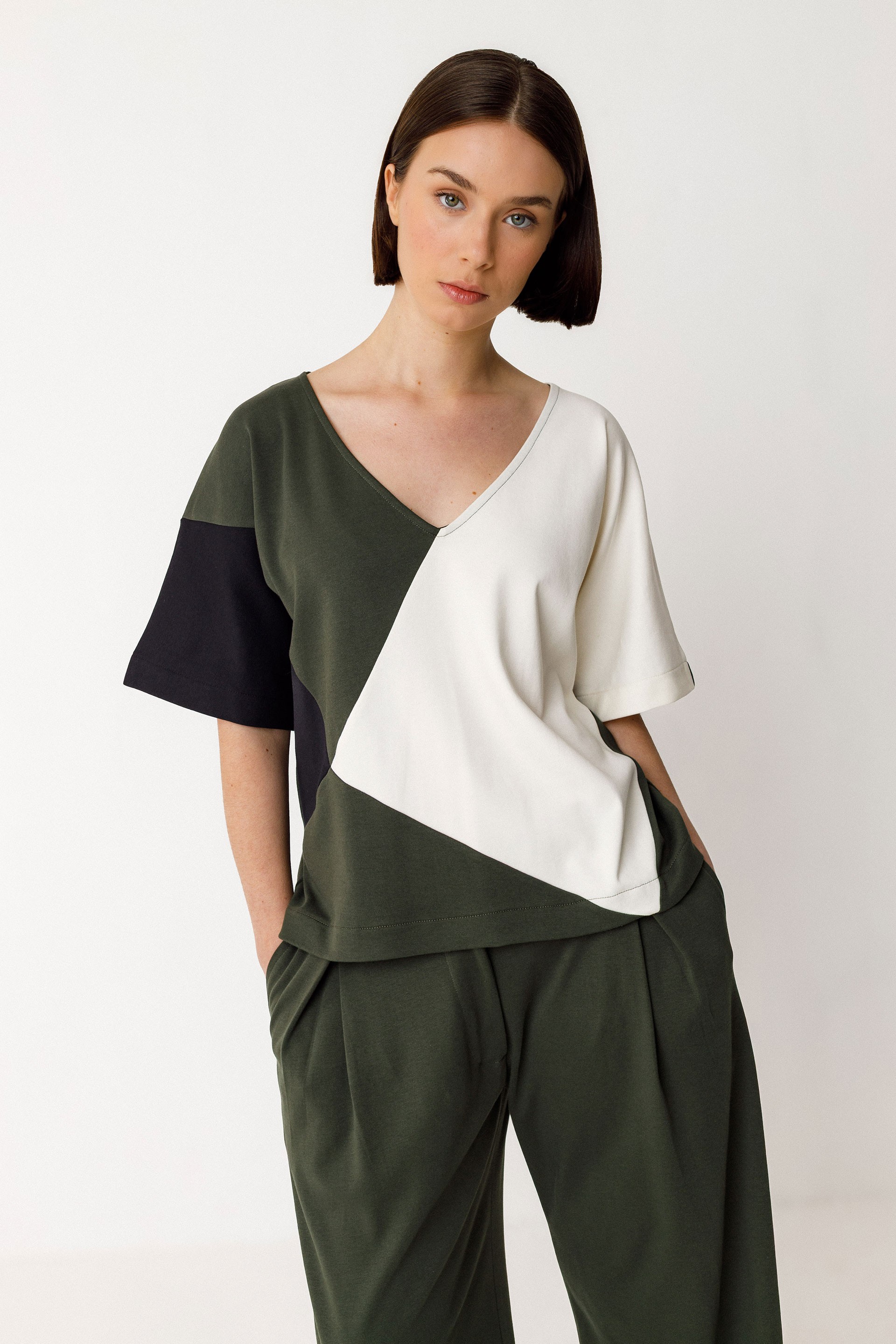Image of SKFK dames vegan T-Shirt Eluska Batwing Meerkleurig