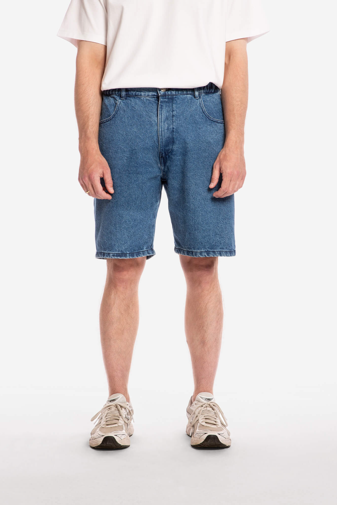Image of MATONA mannen vegan Losse Shorts Van Spijkerstof, Middenblauw