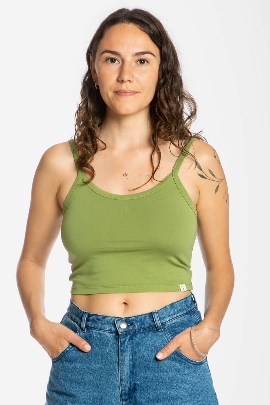 MATONA womens vegan Crop Top Basic Olive