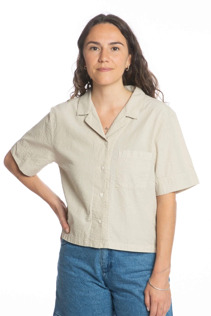 Image of MATONA dames vegan Overhemd Seersucker Zand