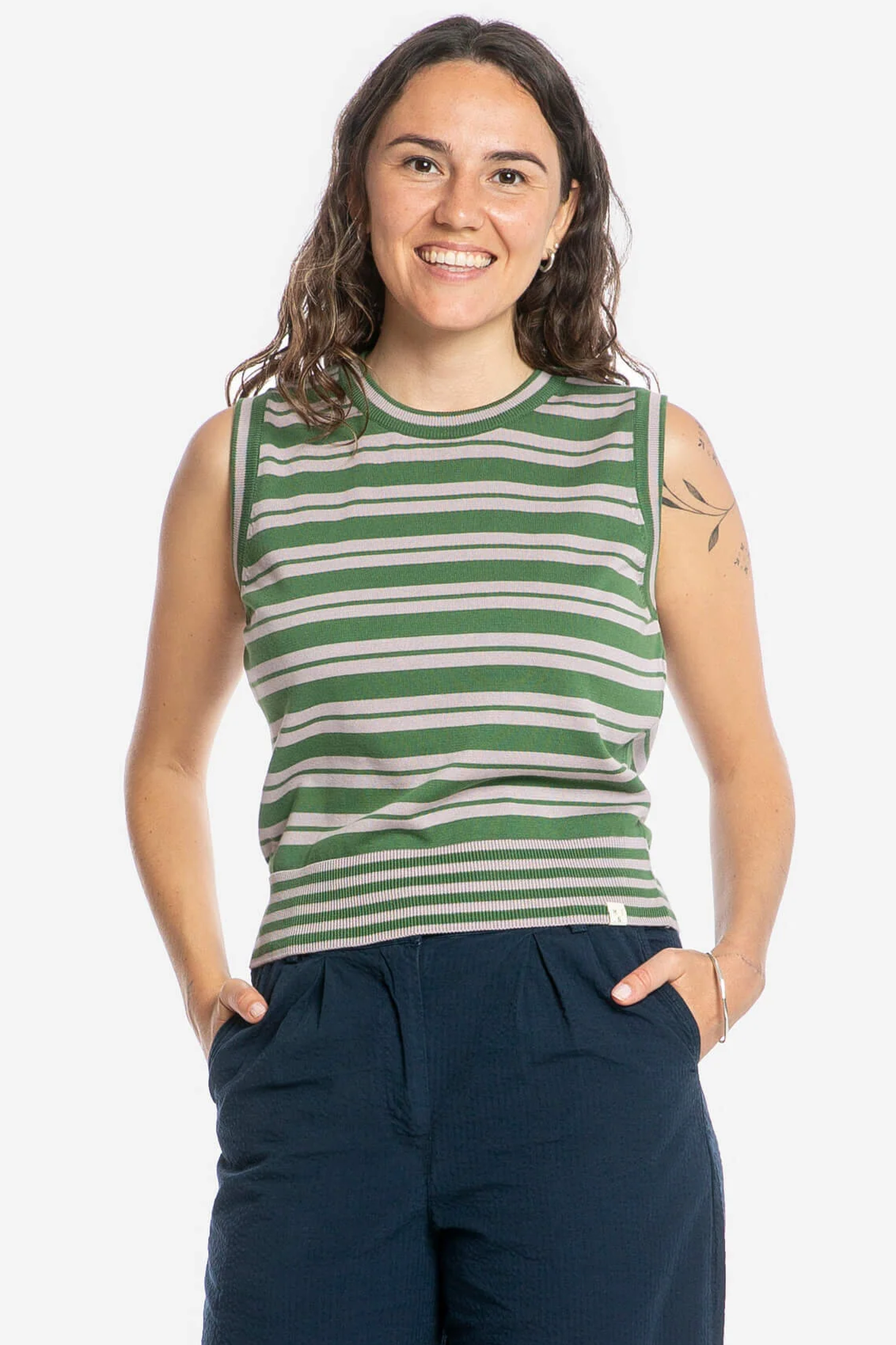 Image of MATONA dames vegan Top Knit Groen/Lavendel