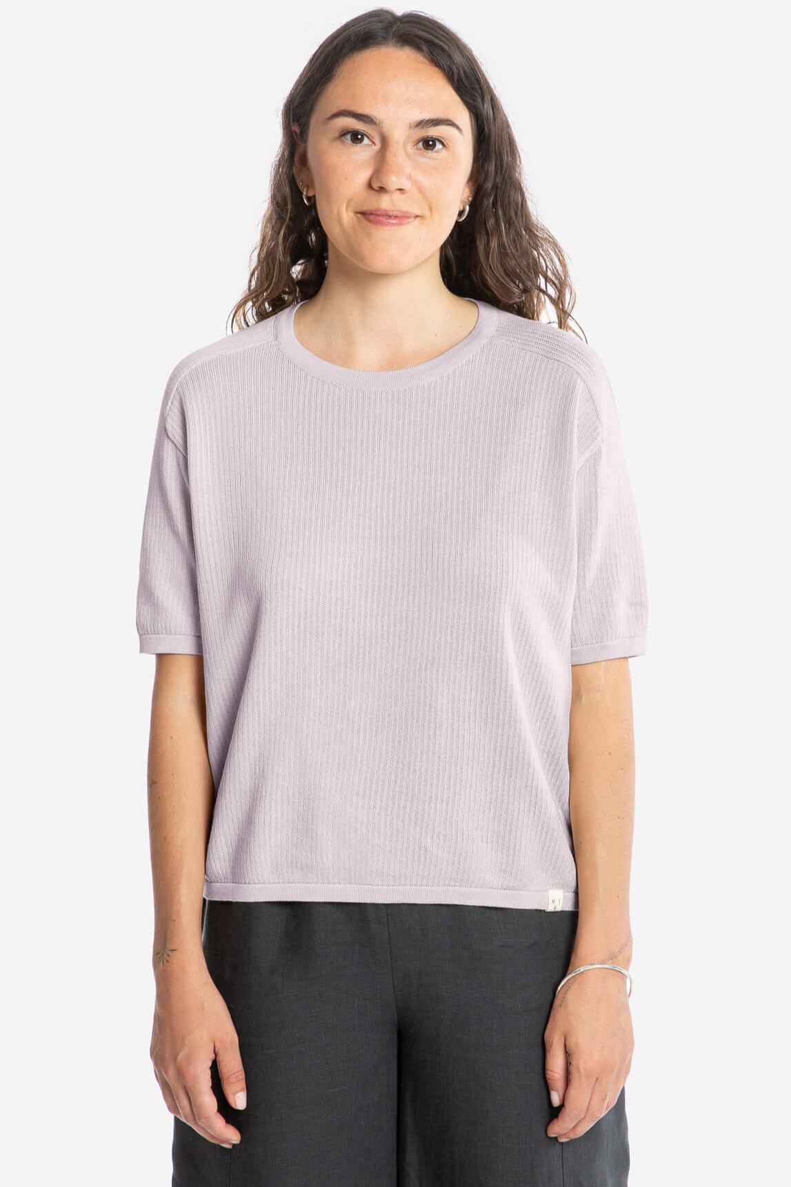 Image of MATONA dames vegan Gebreid T-Shirt In Lavendelkleur