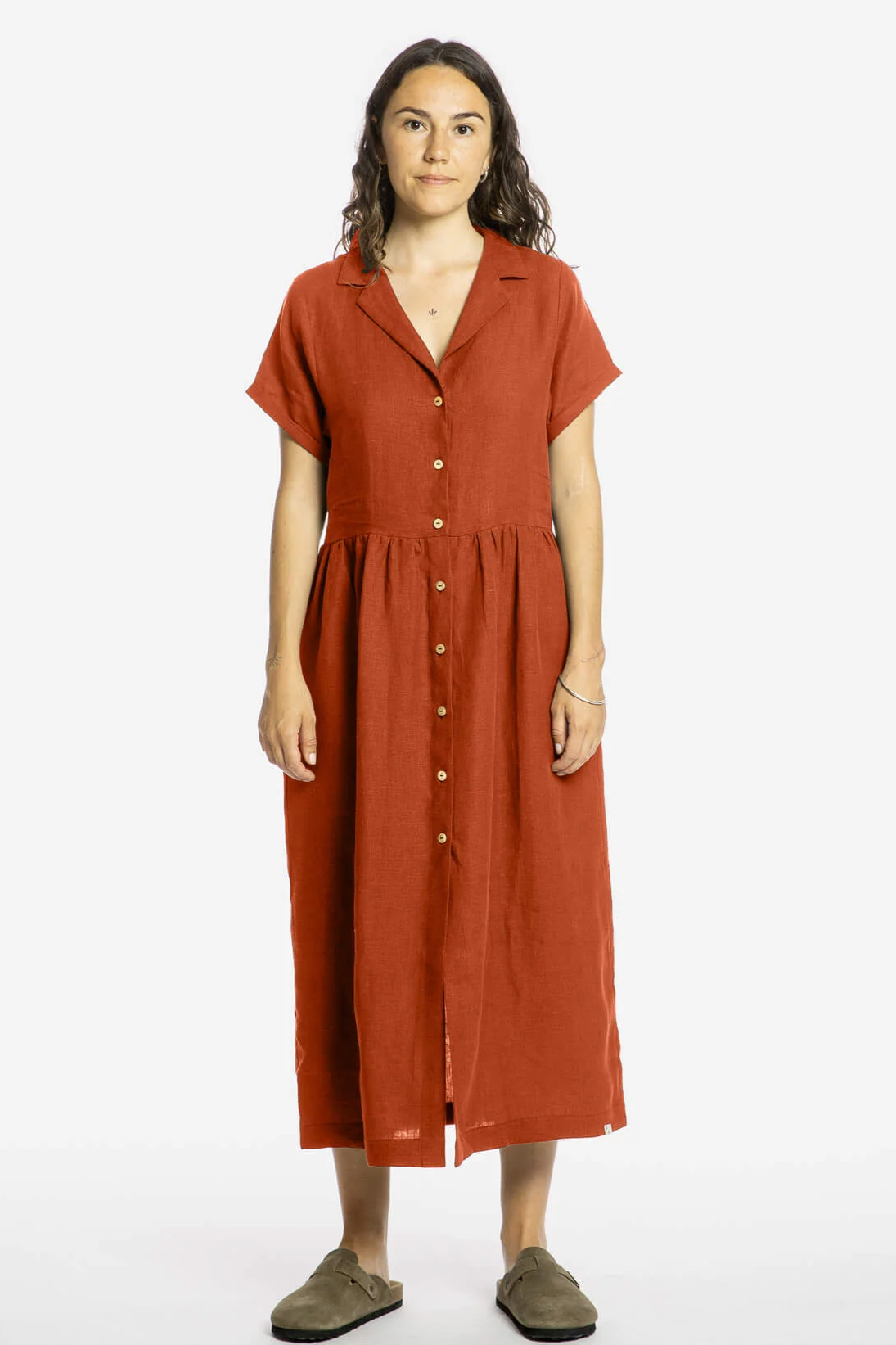 Image of MATONA dames vegan Jurk Met Kraag En Rooibos