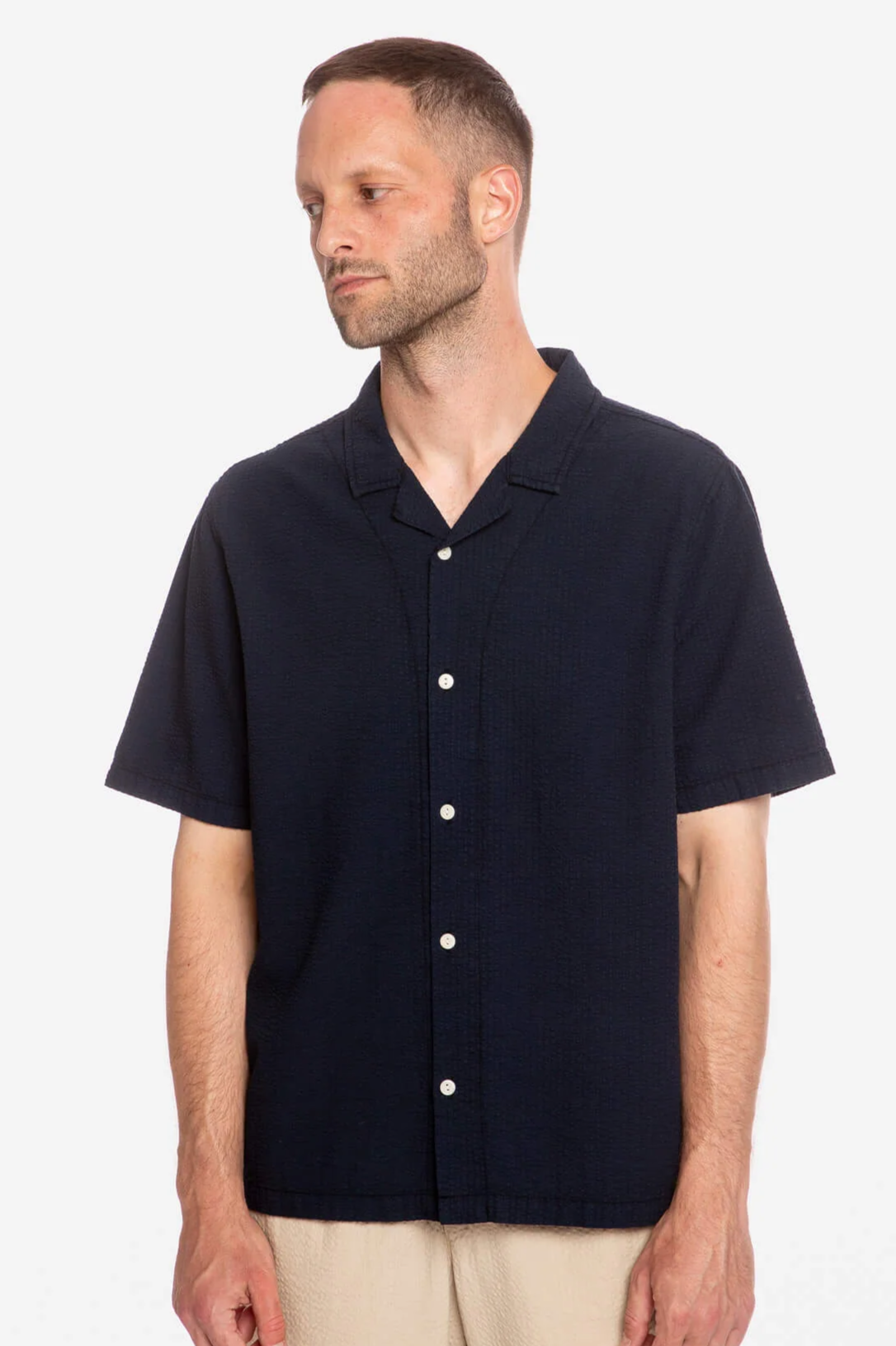 Image of MATONA mannen vegan Bowlinghemd In Marineblauw
