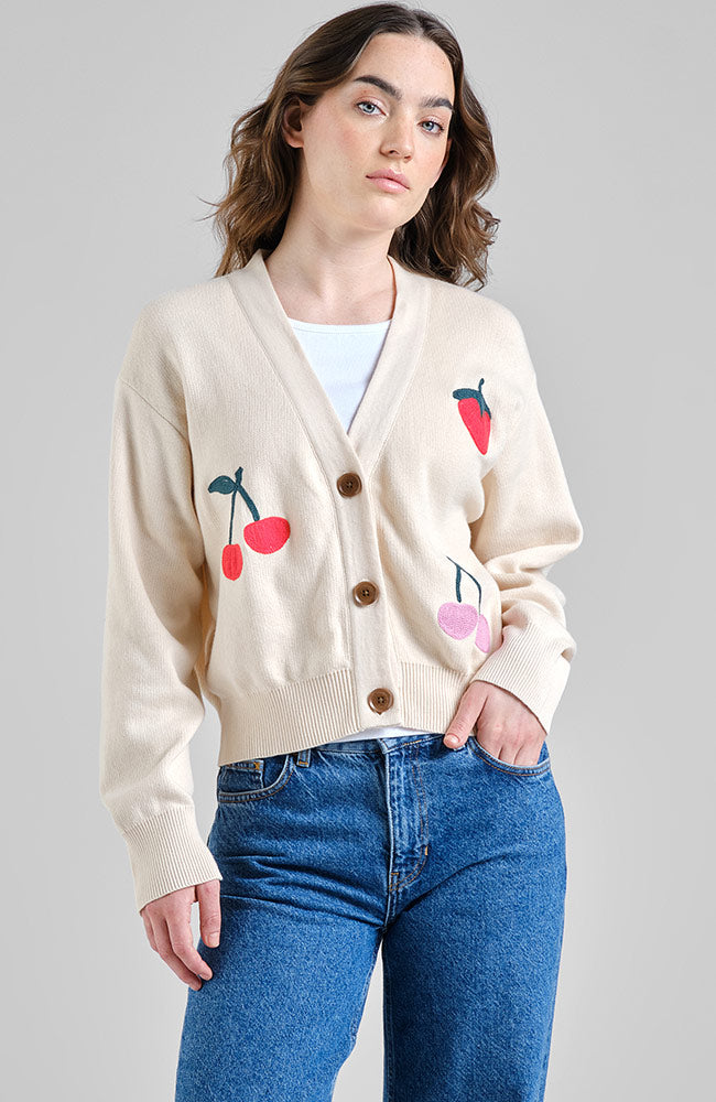 Image of DEDICATED dames vegan Cardigan Kanan Vanilla White Berries
