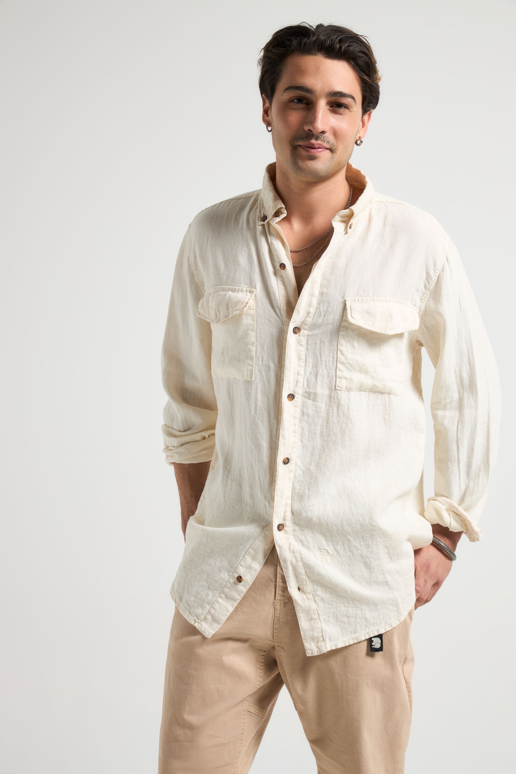 Image of Trendsplant mannen vegan Shirt Cap Blanch L/S Camp Whitewashed Walls