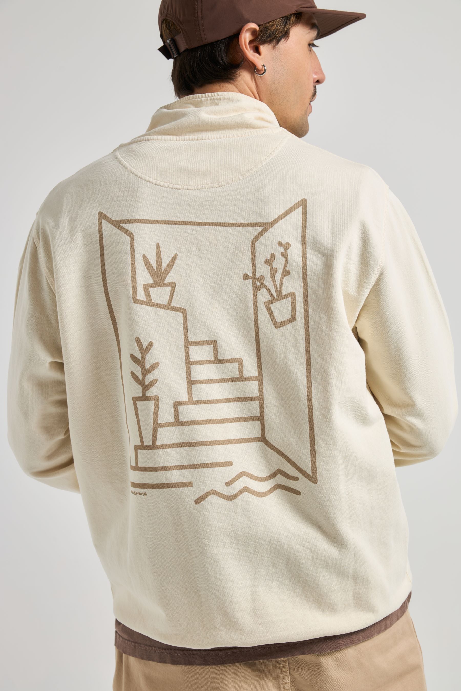 Image of Trendsplant mannen vegan Trui Met Kwartrits, Sant Miquel, Witgekalkte Muren