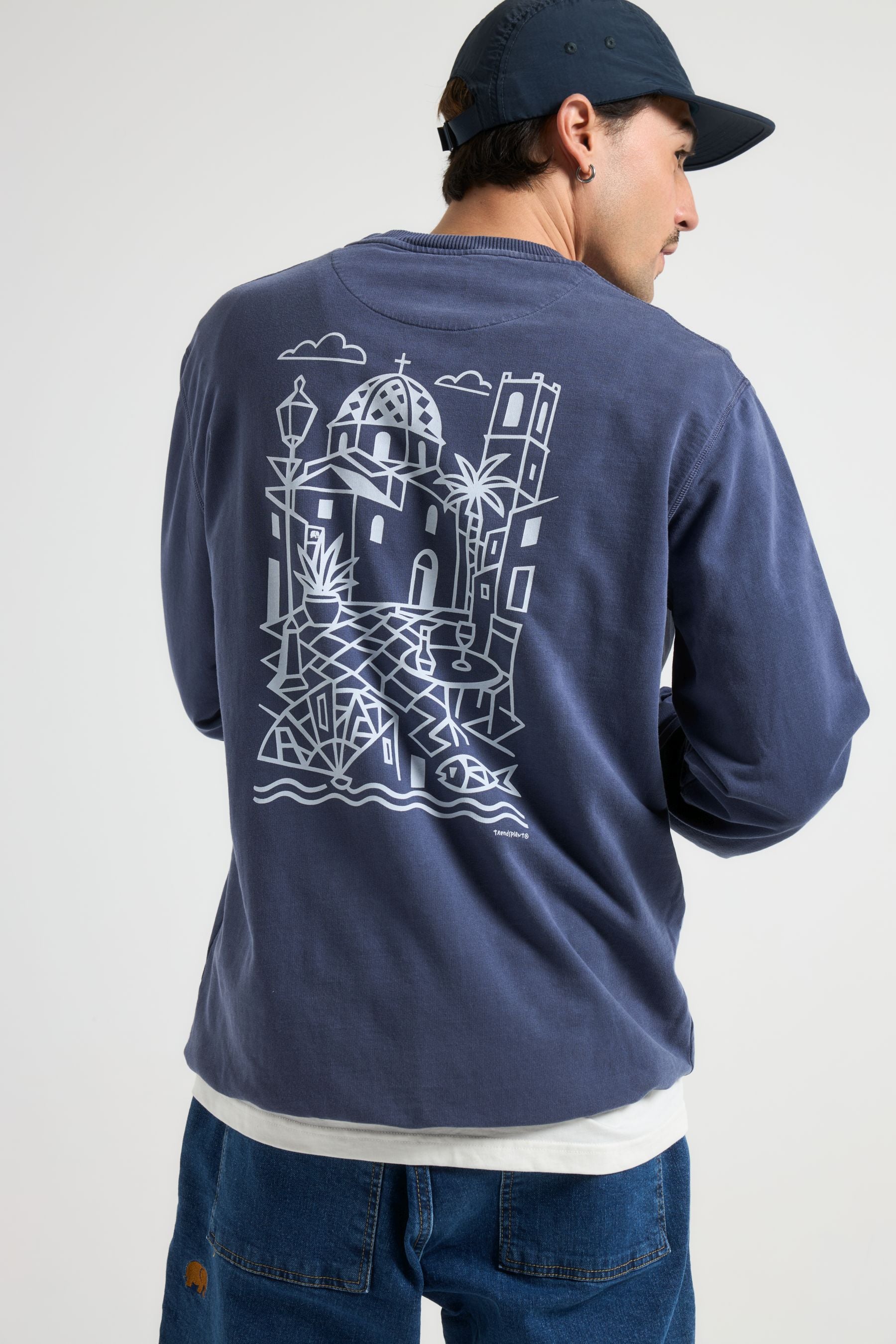 Image of Trendsplant mannen vegan Sweater La Plaza Dome Blue