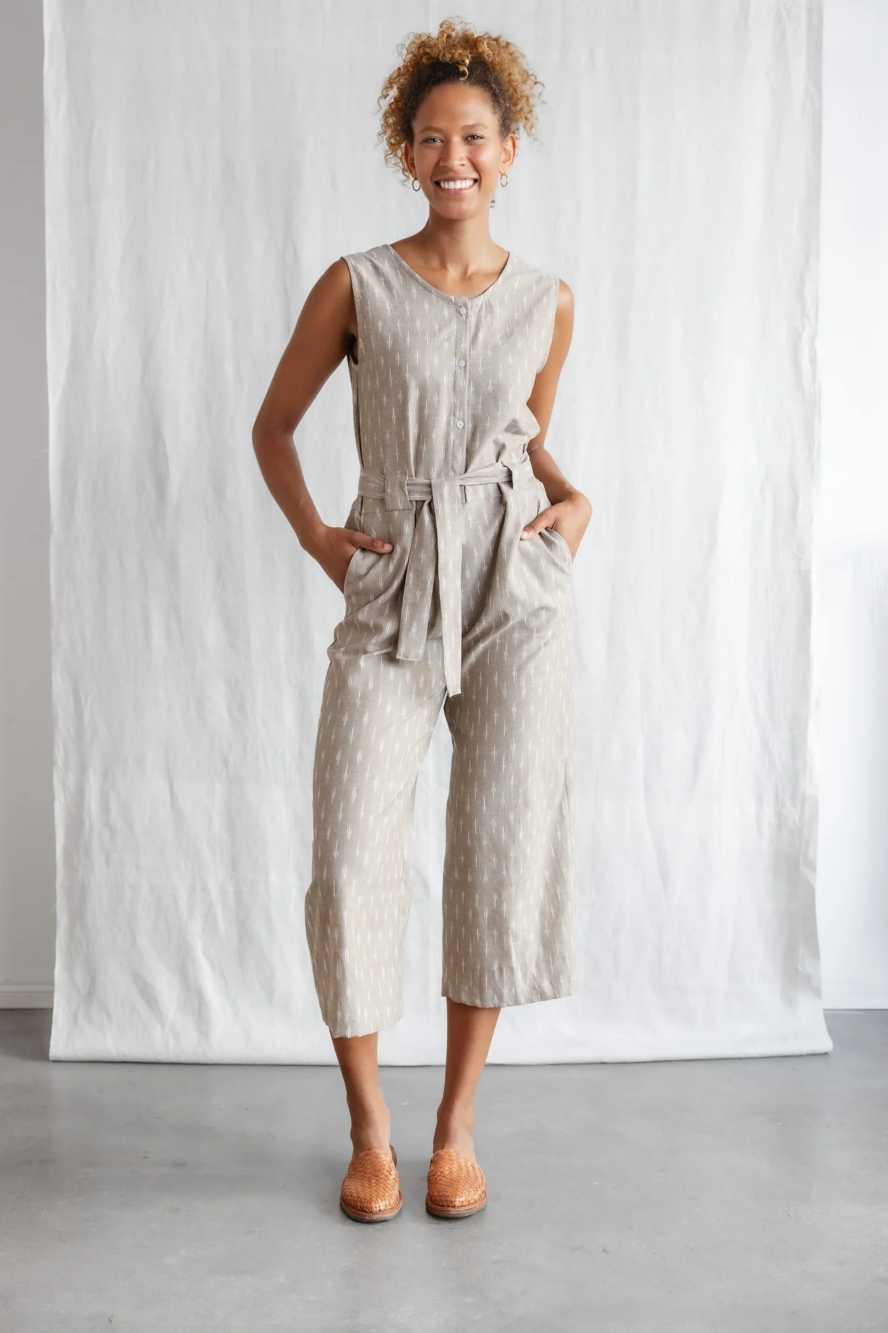 Image of Jyoti Fair Works dames vegan Jumpsuit Daksha Beige/Wit