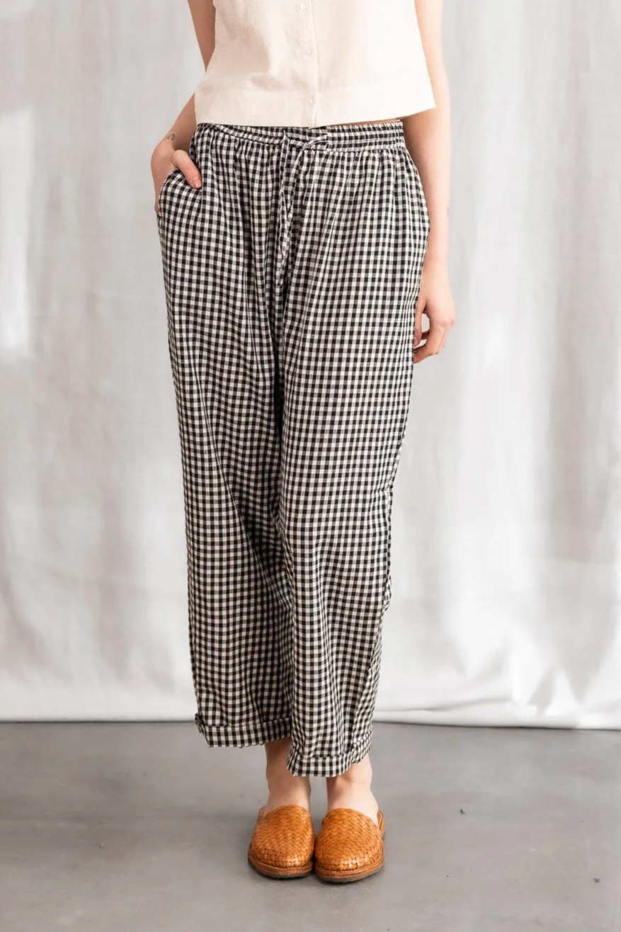 Image of Jyoti Fair Works dames vegan Broek Jhan Geruit Zwart/Wit