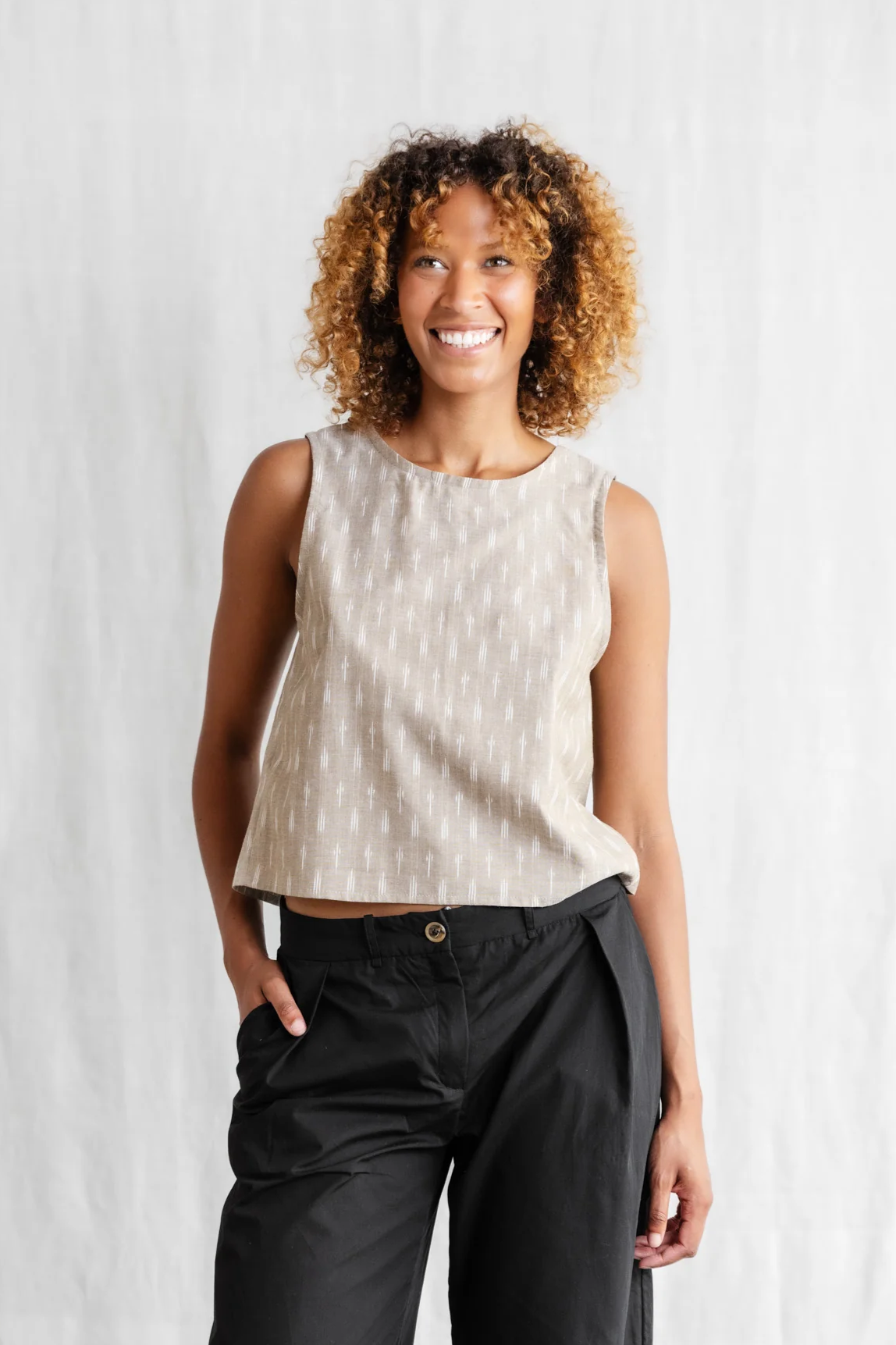 Image of Jyoti Fair Works dames vegan Bovenstuk Osra Beige/Wit