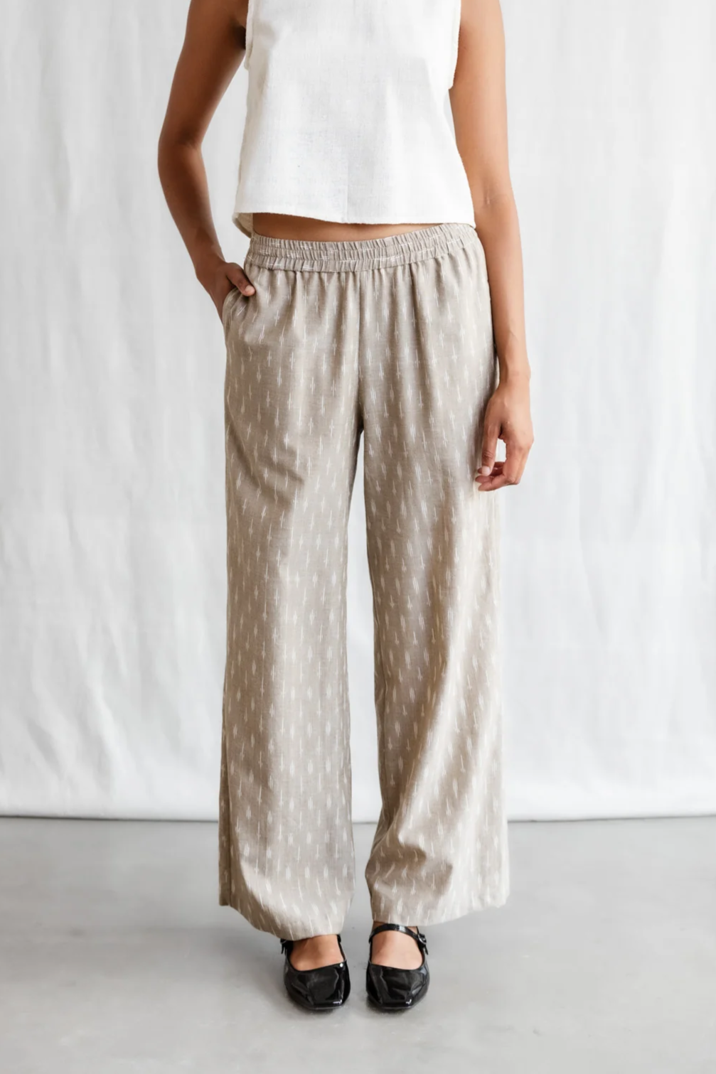 Image of Jyoti Fair Works dames vegan Broek Jayan Beige/Wit