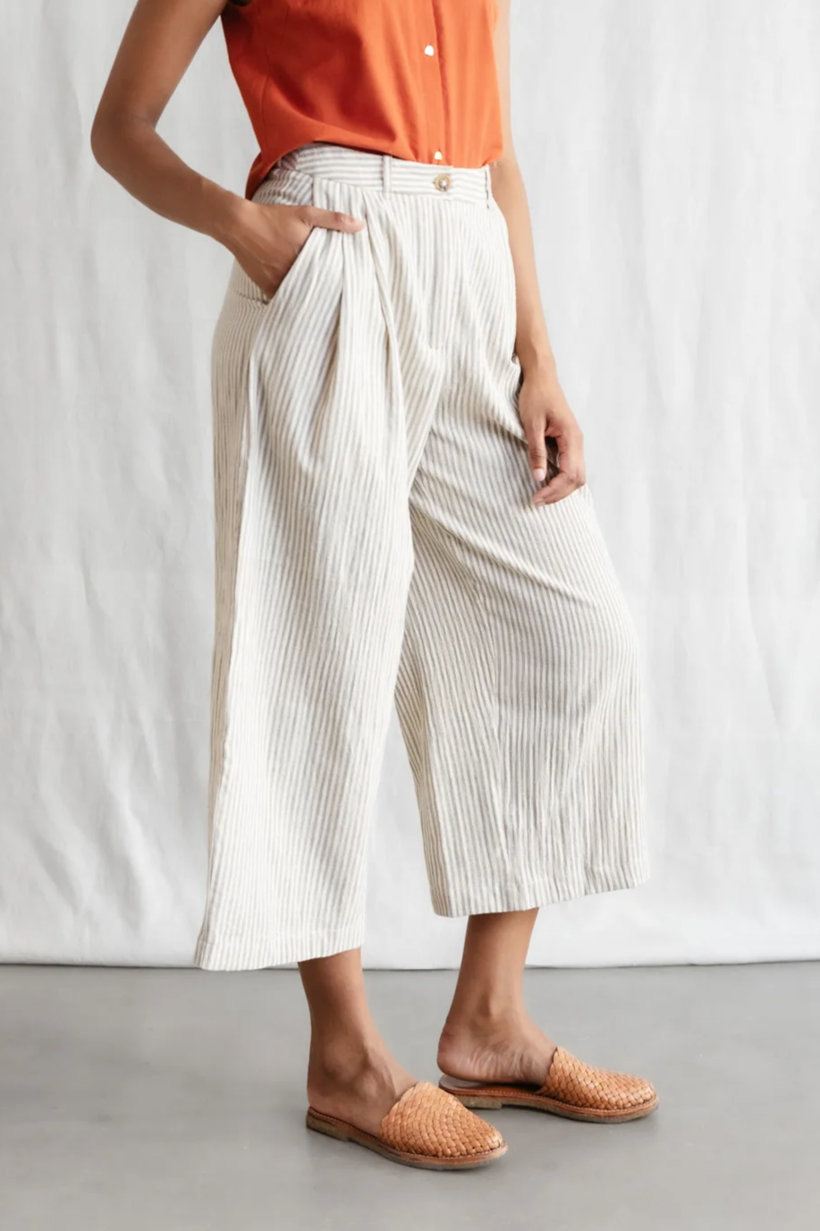 Image of Jyoti Fair Works dames vegan Culotte Awasi Grijs/Wit