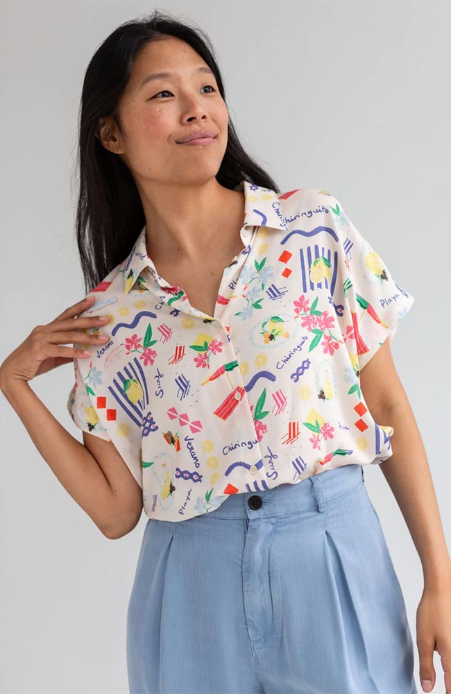 Image of TWOTHIRDS dames vegan Blouse Hurissalo Chiringuito-Print