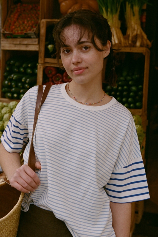 Image of NÃ©nÃ©s dames vegan T-Shirt Claire Gestreept Wit