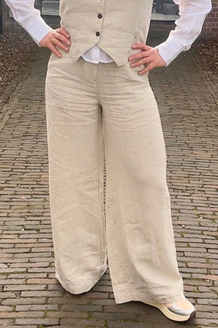 Image of Kings of Indigo dames vegan Broek Lilian Ongeverfd Beige