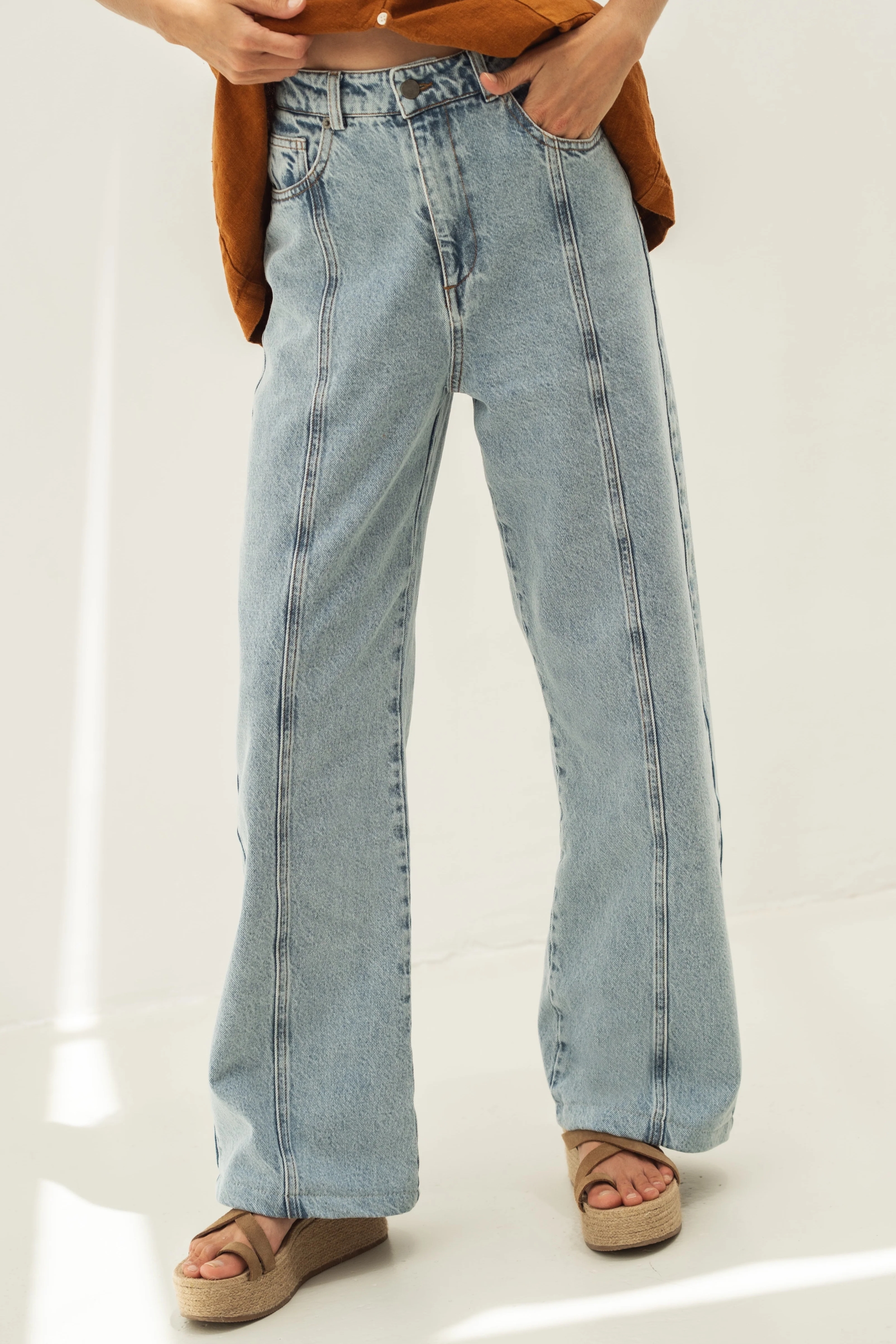 N&Atilde;&curren;z Damen vegan Jeans Elsa Light Denim Blau