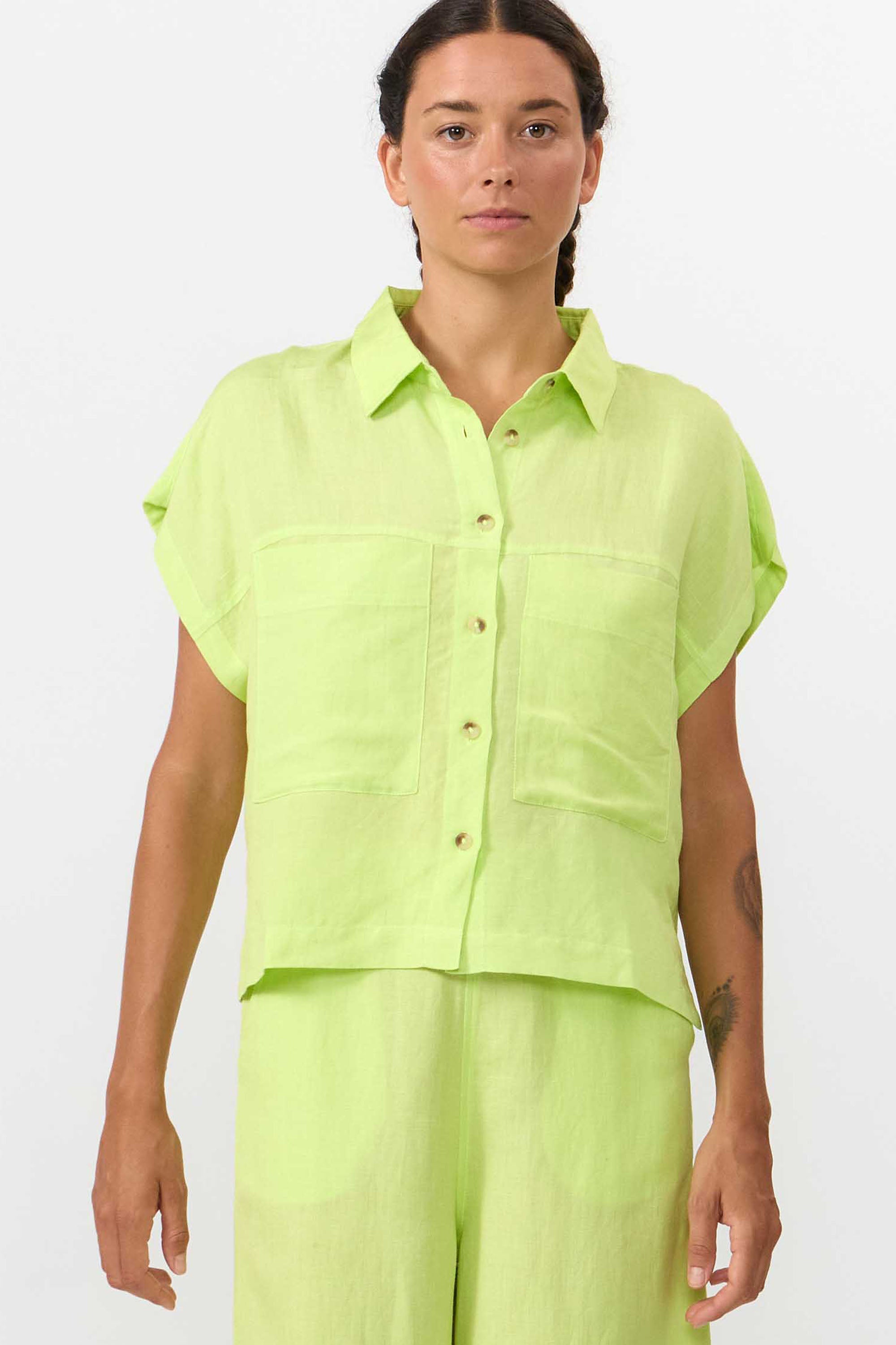 Image of SUITE13LAB dames vegan Shirt Amur Appelgroen